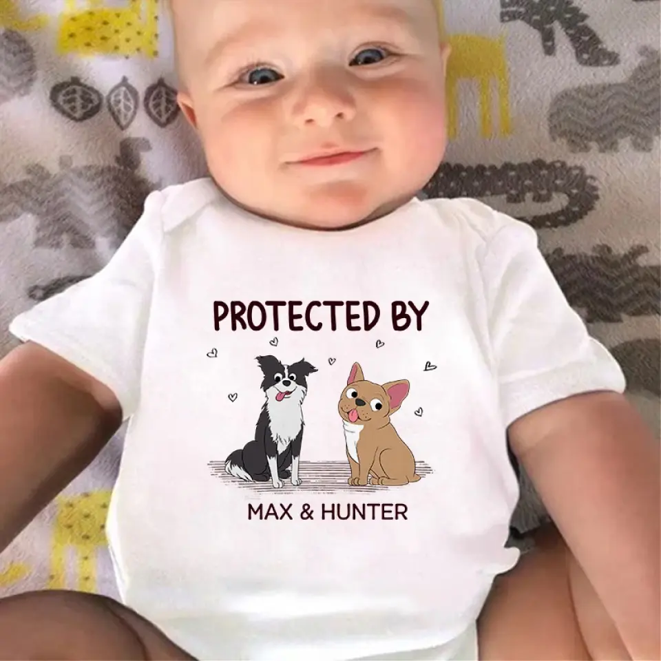 Protected By Friendly Army - Dog Personalized Custom Baby Onesie - Baby Shower Gift, Gift For Pet Owners, Pet Lovers - Image 4