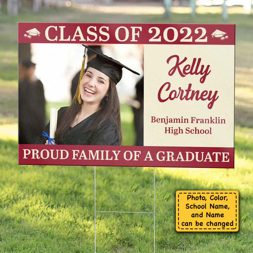 Proud Family Of A Graduate - Upload Image, Personalized Yard Sign - Image 4