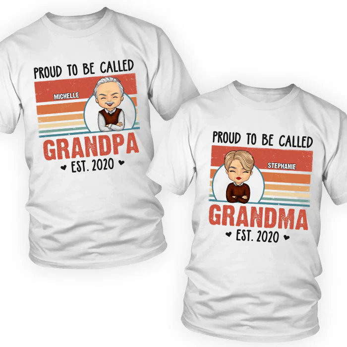 Proud To Be Called Grandparents - Personalized Matching Couple T-Shirt - Gift For Couple, Husband Wife, Grandparents - Image 2