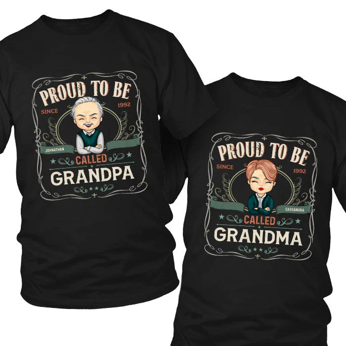 Proud To Be Called Papa & Nana - Personalized Matching Couple T-Shirt - Gift For Couple, Husband Wife, Grandparents - Image 2
