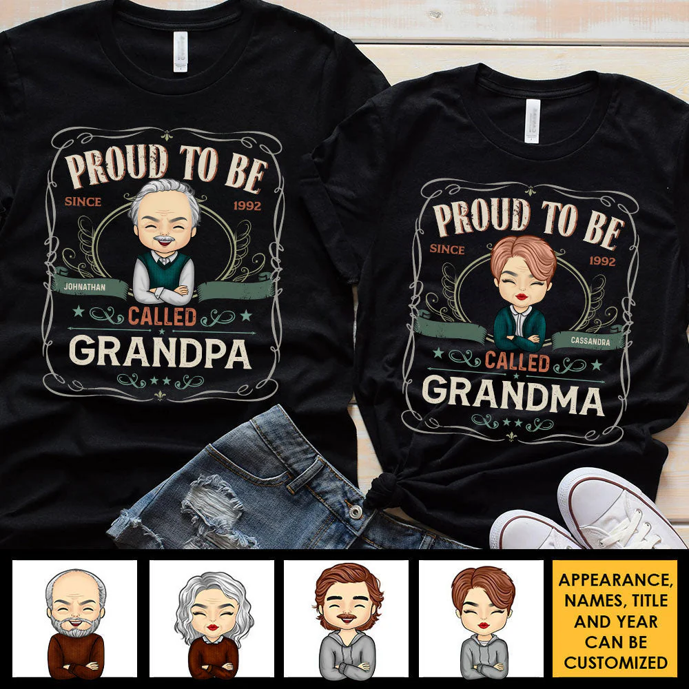 Proud To Be Called Papa & Nana - Personalized Matching Couple T-Shirt - Gift For Couple, Husband Wife, Grandparents - Image 4
