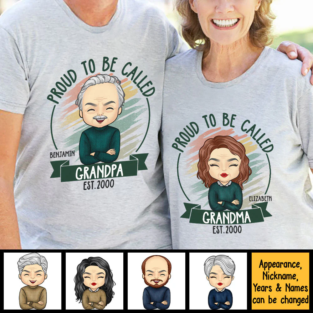Proud To Be Grandparents - Personalized Matching Couple T-Shirt - Gift For Couple, Husband Wife, Grandparents - Image 5