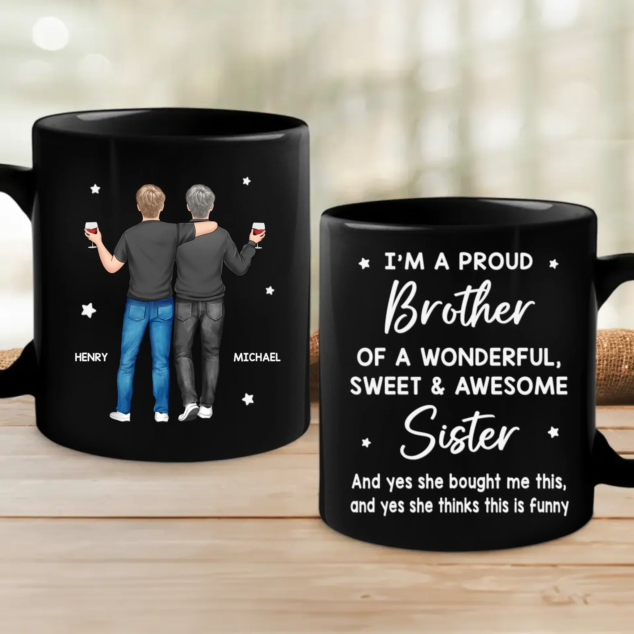 Proud To Call You My Sibling - Family Personalized Custom Black Mug - Gift For Family Members - Image 2