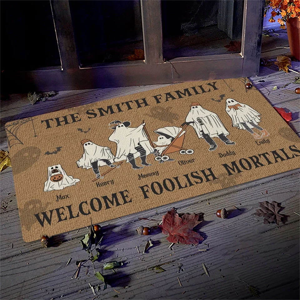 Pumpkins And Family Make The Best Halloween Memories - Family Personalized Custom Home Decor Decorative Mat - Halloween Gift For Family Members - Image 3