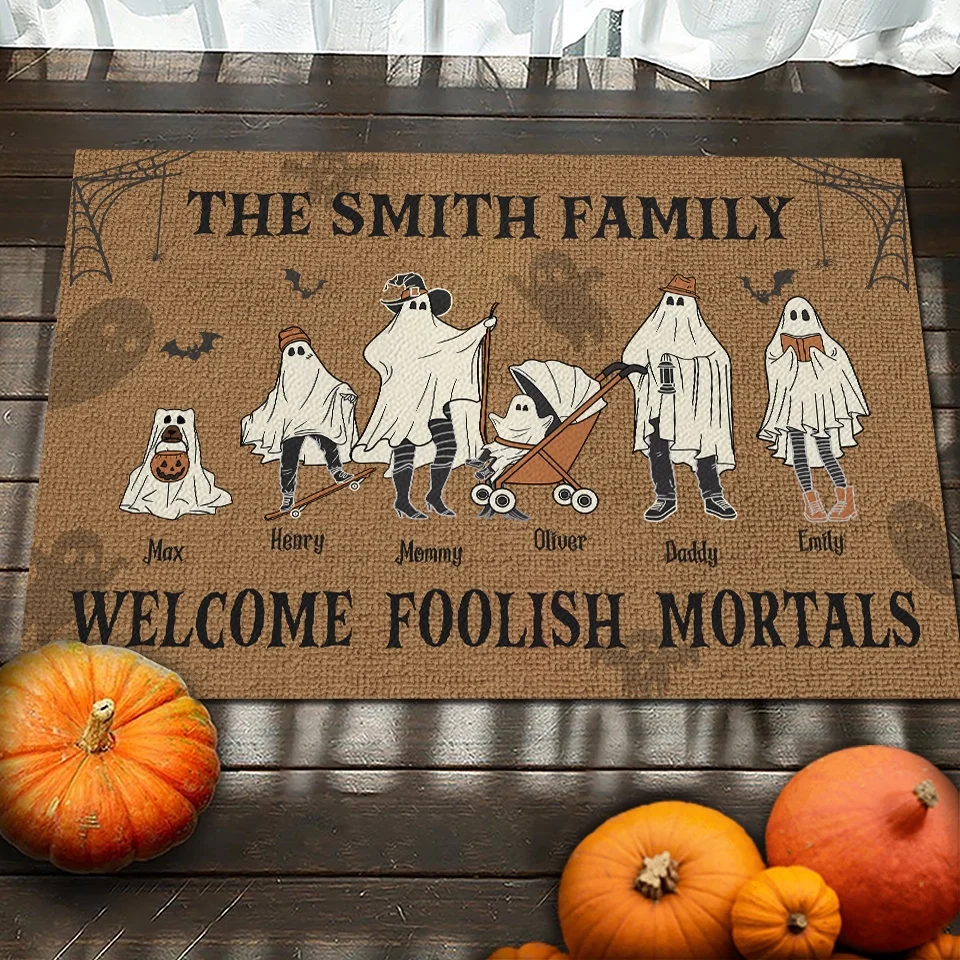 Pumpkins And Family Make The Best Halloween Memories - Family Personalized Custom Home Decor Decorative Mat - Halloween Gift For Family Members - Image 4