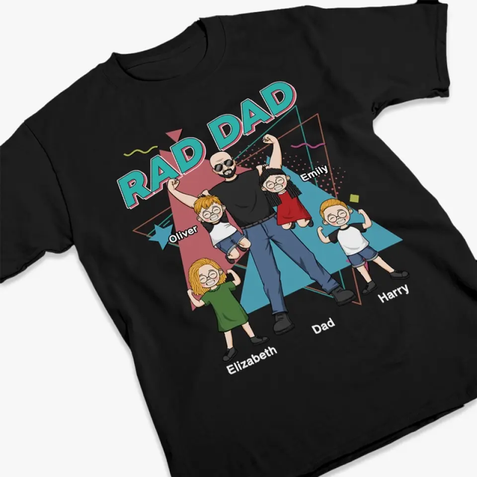 Rad Dad - Family Personalized Custom Unisex T-shirt, Hoodie, Sweatshirt - Gift For Dad - Image 3
