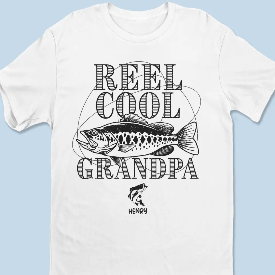 Reel Cool Grandpa Fishing - Family Personalized Custom Unisex T-shirt, Hoodie, Sweatshirt -Father's Day, Gift For Dad, Grandpa - Image 2