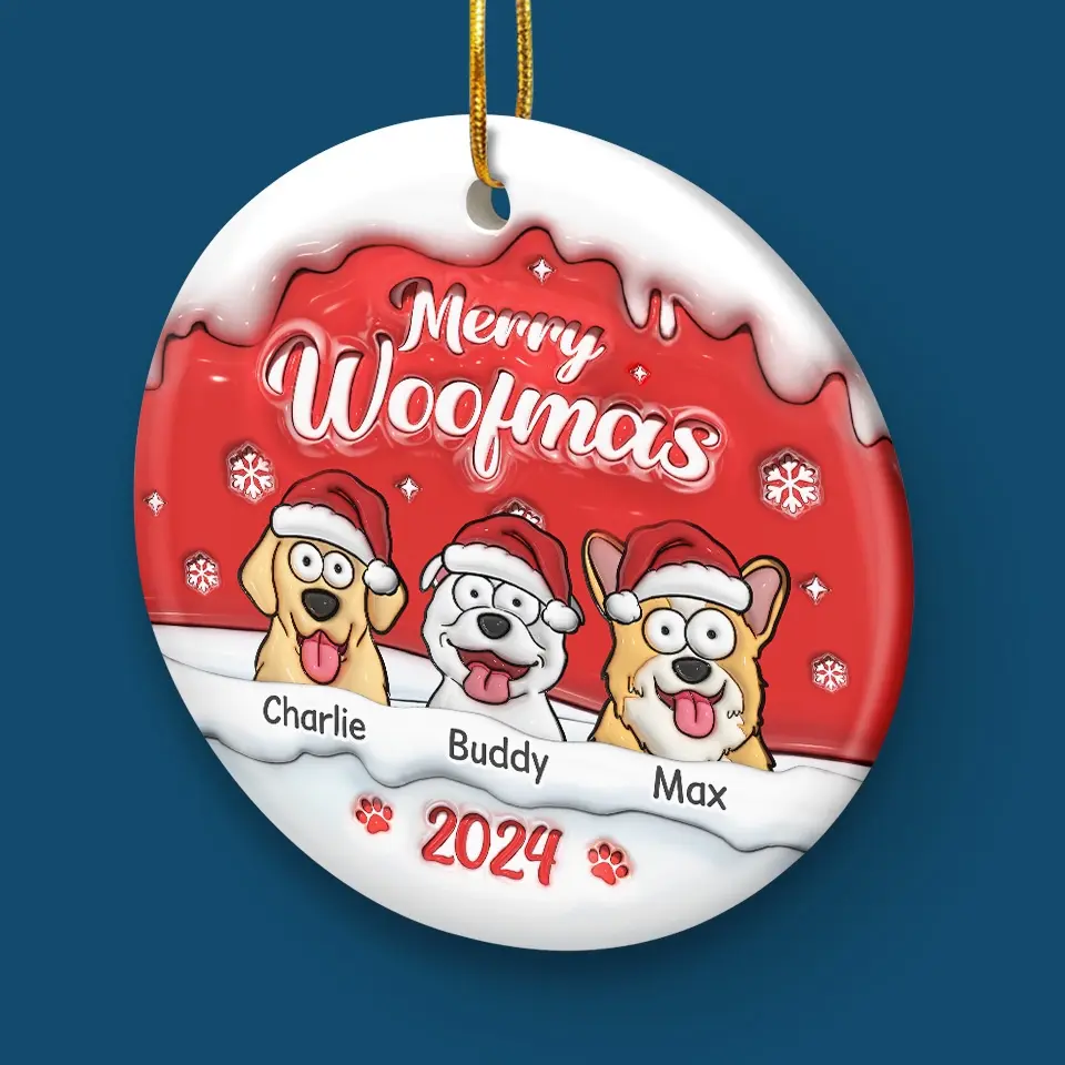Santa Paws Brought Me The Cutest Little Christmas Sidekick - Dog & Cat Personalized Custom 3D Inflated Effect Printed Ornament - Ceramic Round Shaped - Christmas Gift For Pet Owners, Pet Lovers - Image 5