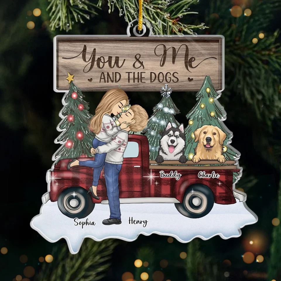 Season’s Greetings From Our Furry Family - Couple Personalized Custom Ornament - Acrylic Custom Shaped - Christmas Gift For Husband Wife, Anniversary, Pet Owners, Pet Lovers