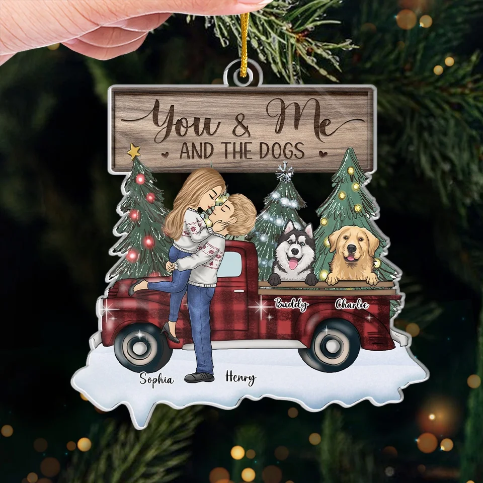 Season’s Greetings From Our Furry Family - Couple Personalized Custom Ornament - Acrylic Custom Shaped - Christmas Gift For Husband Wife, Anniversary, Pet Owners, Pet Lovers - Image 4