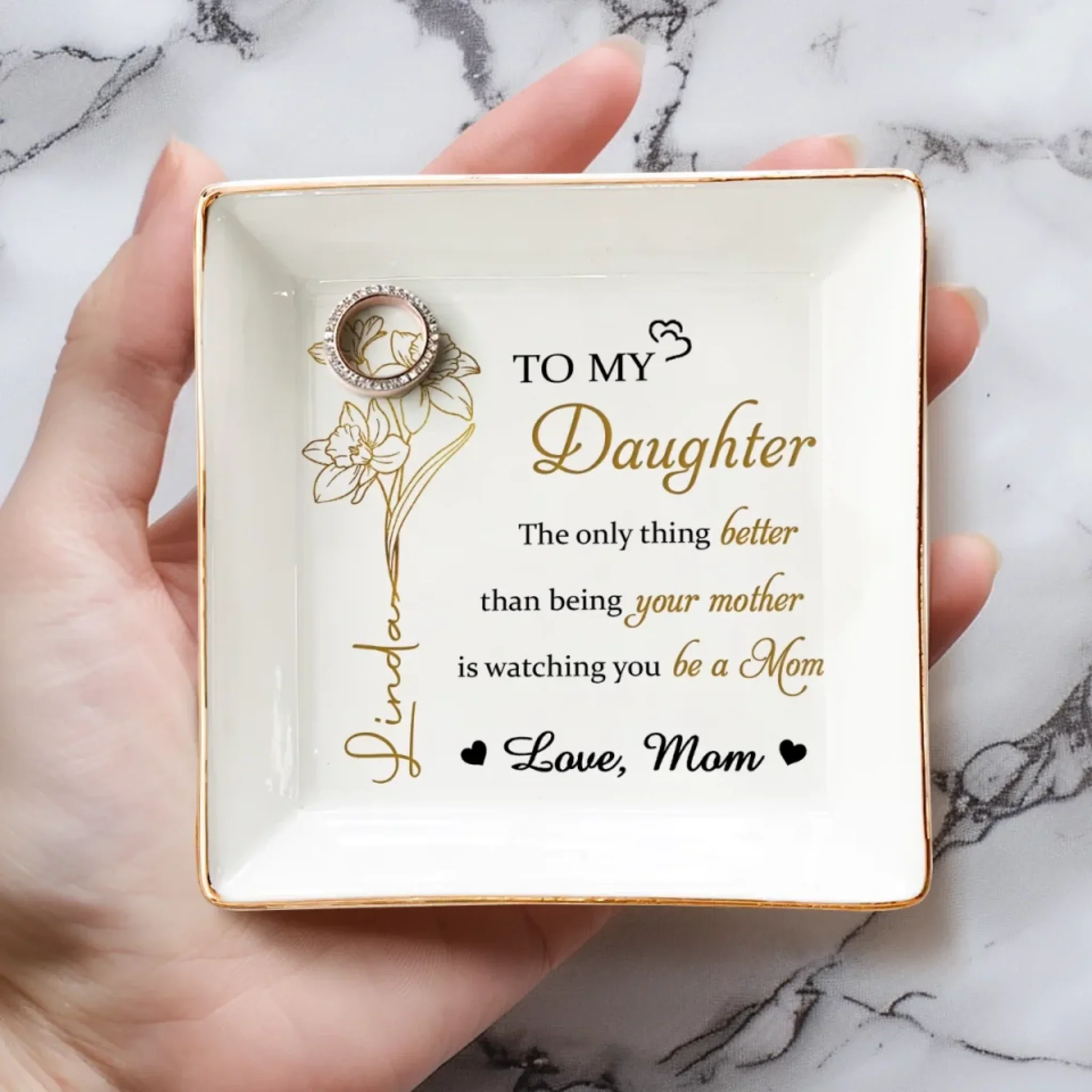 She’s My Forever Spring - Family Personalized Custom Full-Print Jewelry Dish - Mother's Day, Gift For Mom, Daughter - Image 3