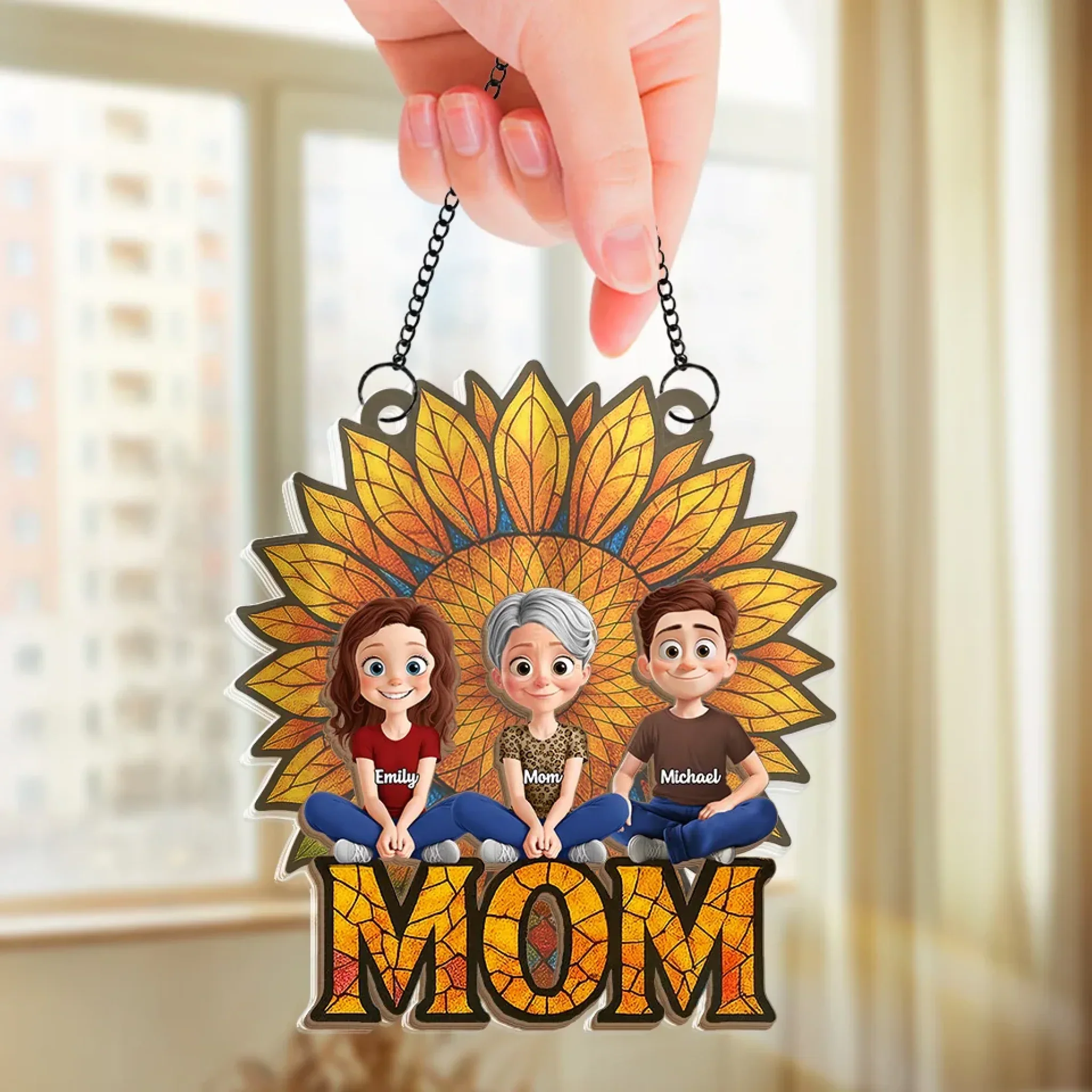 She’s The Sunshine That Holds Us Together - Family Personalized Window Hanging Suncatcher Ornament - Mother's Day, Gift For Mom, Grandma - Image 3