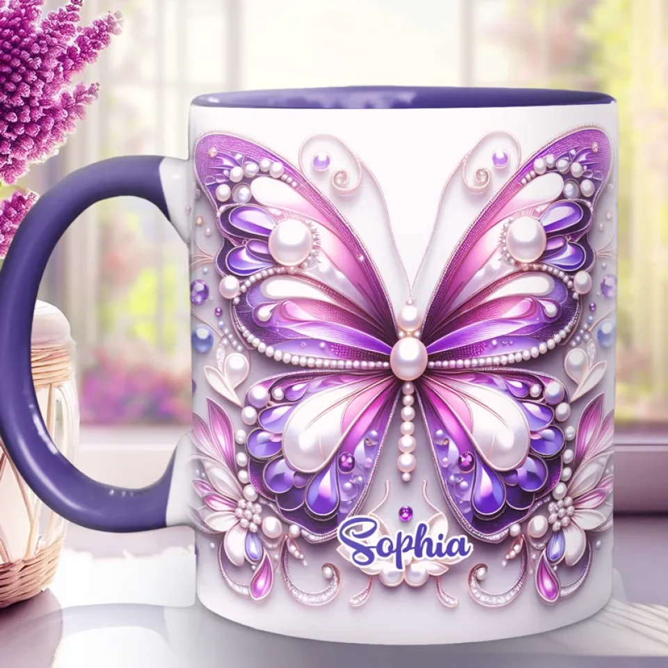Shine Like A Butterfly - Bestie Personalized Custom 3D Inflated Effect Printed Accent Mug - Birthday Gift, Christmas Gift For Best Friends, BFF, Sisters, Mom, Daughter