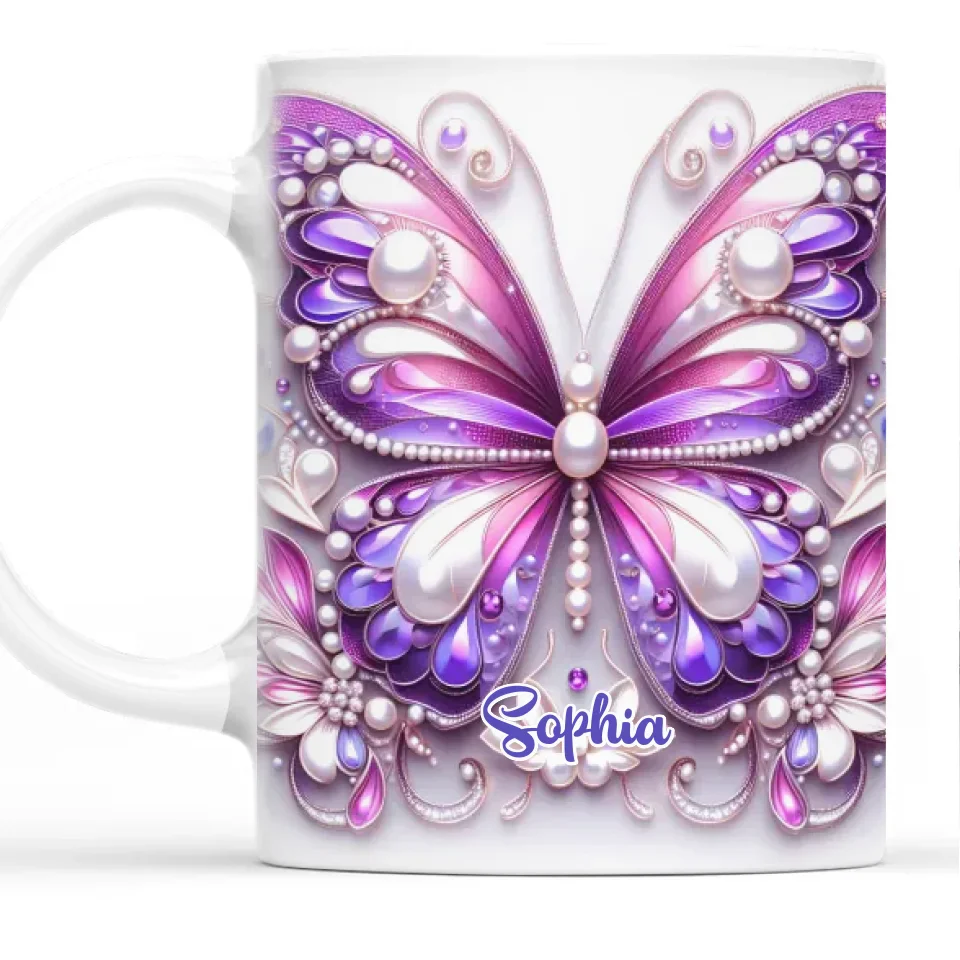 Shine Like A Butterfly - Bestie Personalized Custom 3D Inflated Effect Printed Accent Mug - Birthday Gift, Christmas Gift For Best Friends, BFF, Sisters, Mom, Daughter - Image 2