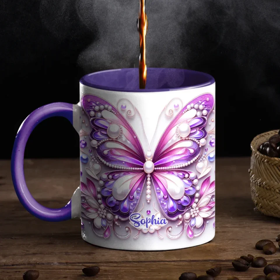Shine Like A Butterfly - Bestie Personalized Custom 3D Inflated Effect Printed Accent Mug - Birthday Gift, Christmas Gift For Best Friends, BFF, Sisters, Mom, Daughter - Image 3