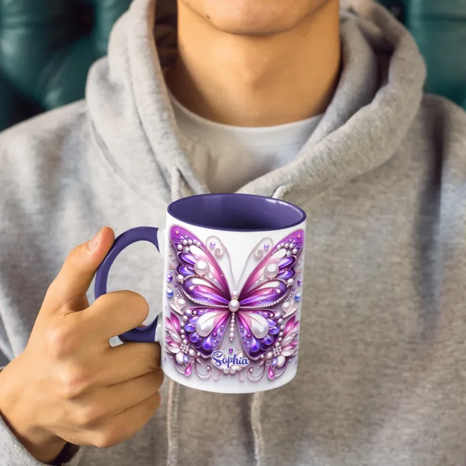 Shine Like A Butterfly - Bestie Personalized Custom 3D Inflated Effect Printed Accent Mug - Birthday Gift, Christmas Gift For Best Friends, BFF, Sisters, Mom, Daughter - Image 4