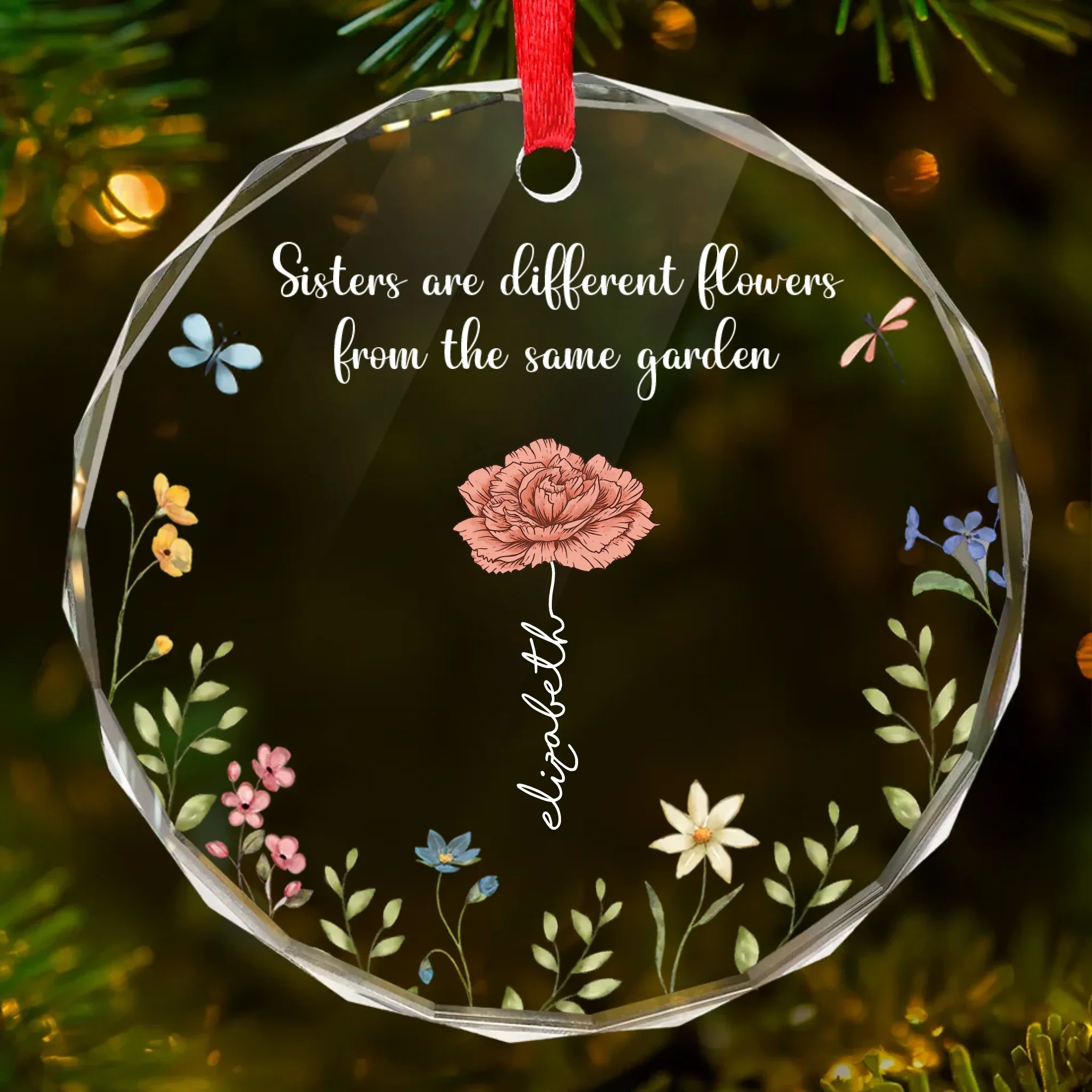 Side By Side Or Miles Apart - Bestie Personalized Custom Circle Glass Ornament - Christmas Gift For Best Friends, BFF, Sisters - Image 2