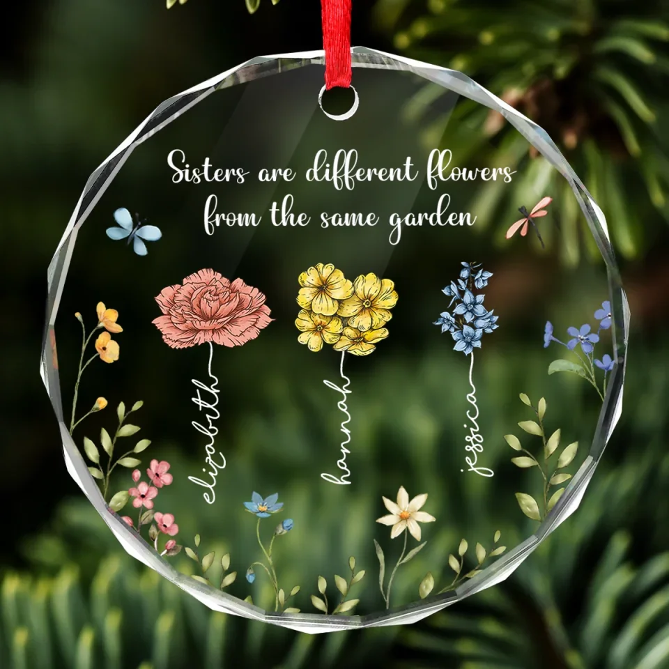 Side By Side Or Miles Apart - Bestie Personalized Custom Circle Glass Ornament - Christmas Gift For Best Friends, BFF, Sisters - Image 3