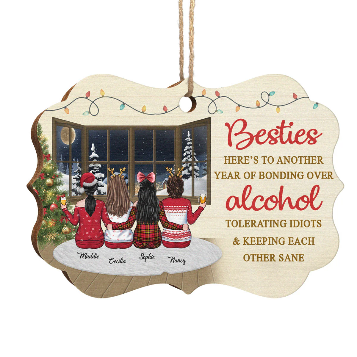 Side By Side Or Miles Apart - Personalized Custom Benelux Shaped Wood Christmas Ornament - Gift For Bestie, Best Friend, Sister, Birthday Gift For Bestie And Friend, Christmas New Arrival Gift - Image 3