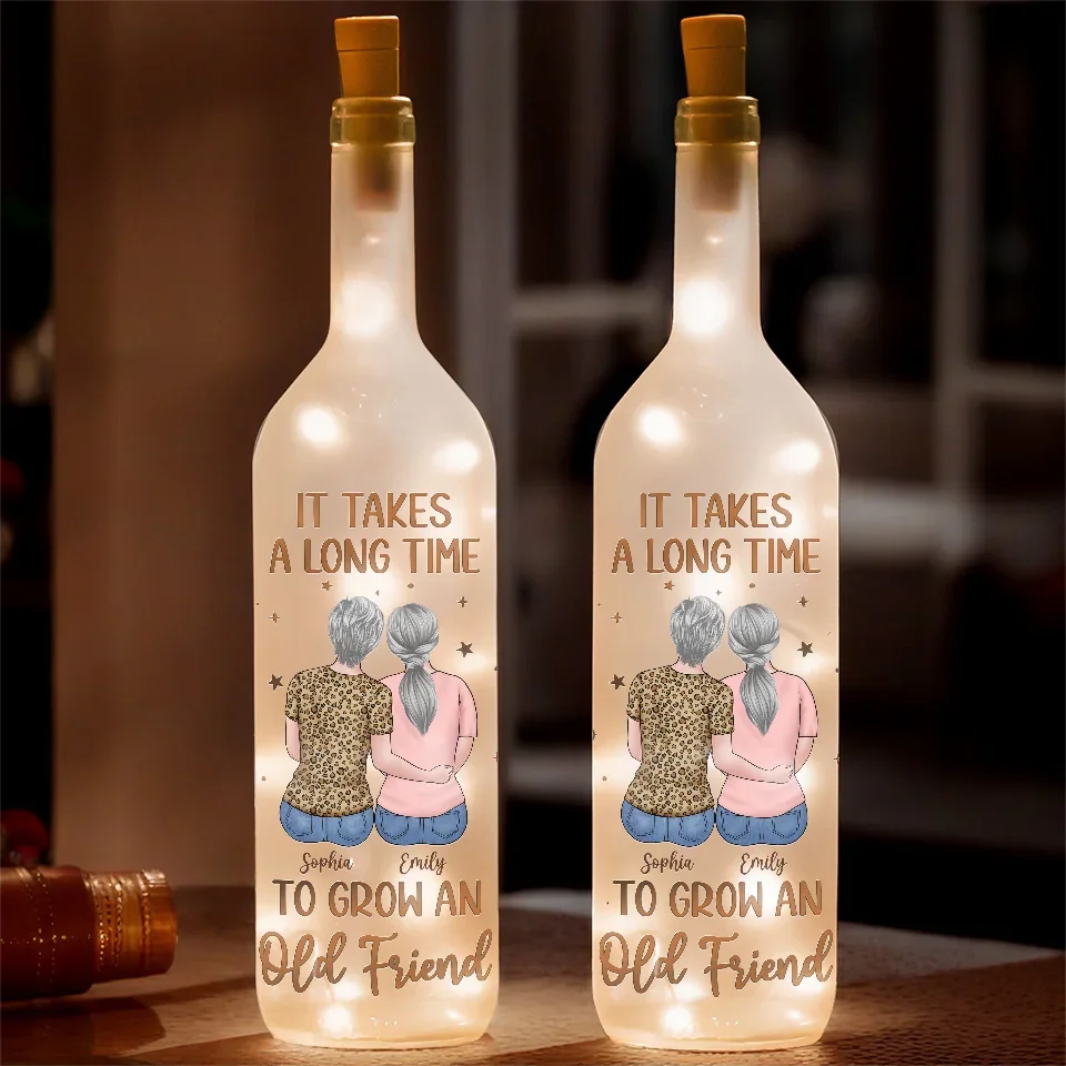 Side By Side, Through Thick And Thin - Bestie Personalized Custom Bottle Lamp - Gift For Best Friends, BFF, Sisters