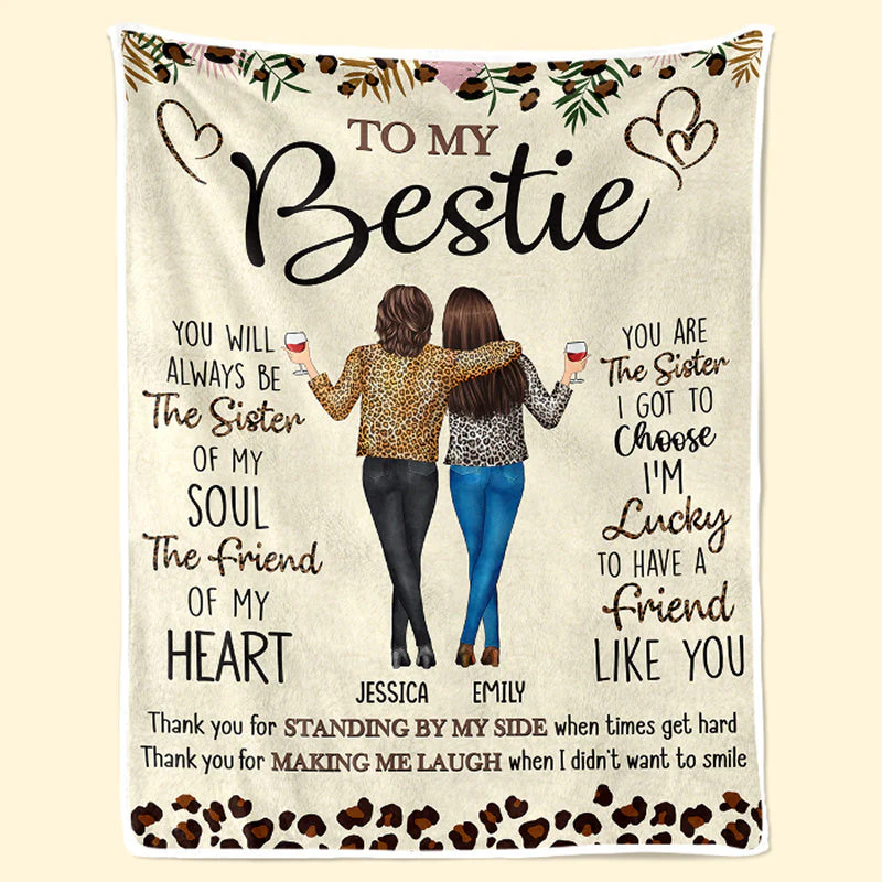 Sister Of Soul Friend Of Heart - Bestie Personalized Custom Blanket - Christmas Gift For Best Friends, BFF, Sisters - Image 3