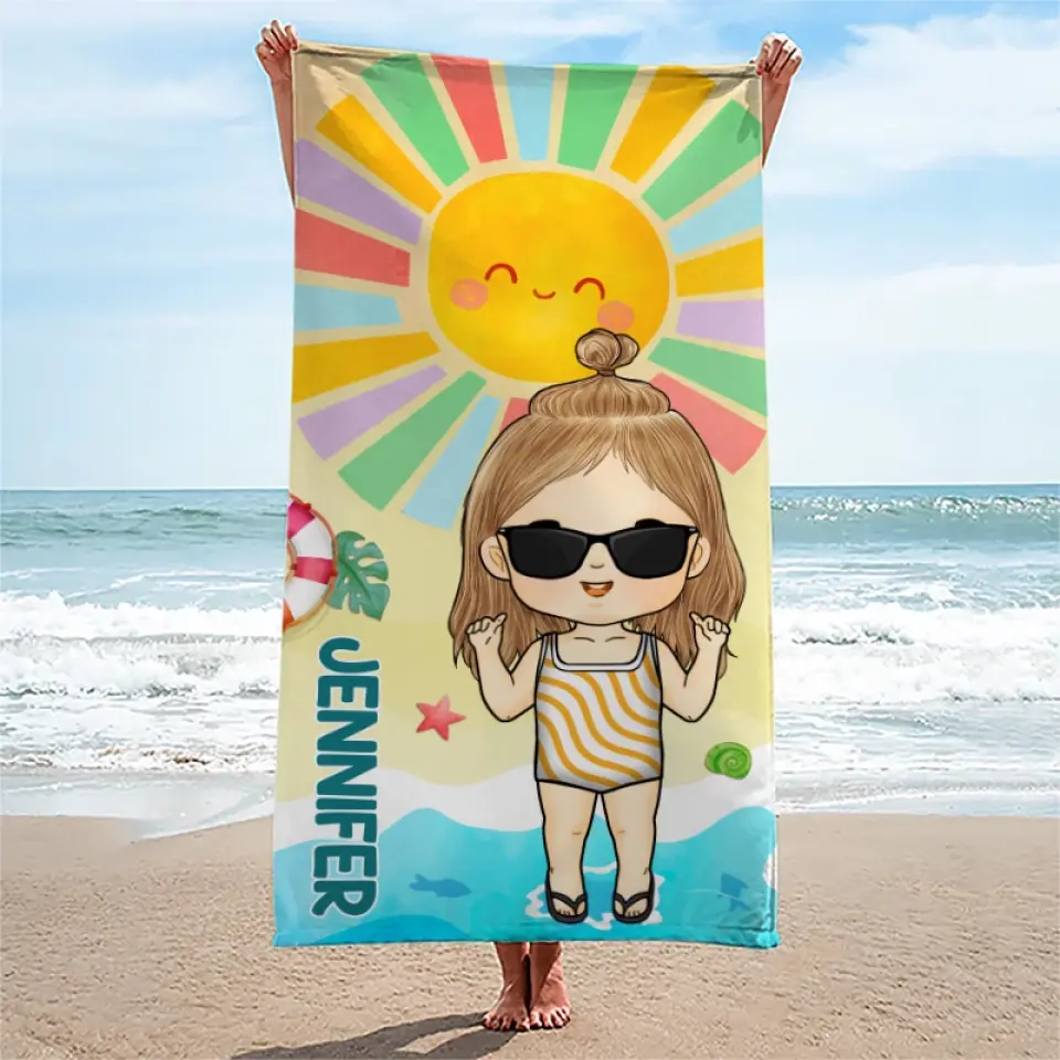 Smell The Sea And Feel The Sky - Family Personalized Custom Beach Towel - Summer Vacation Gift, Birthday Pool Party Gift For Family Members - Image 3