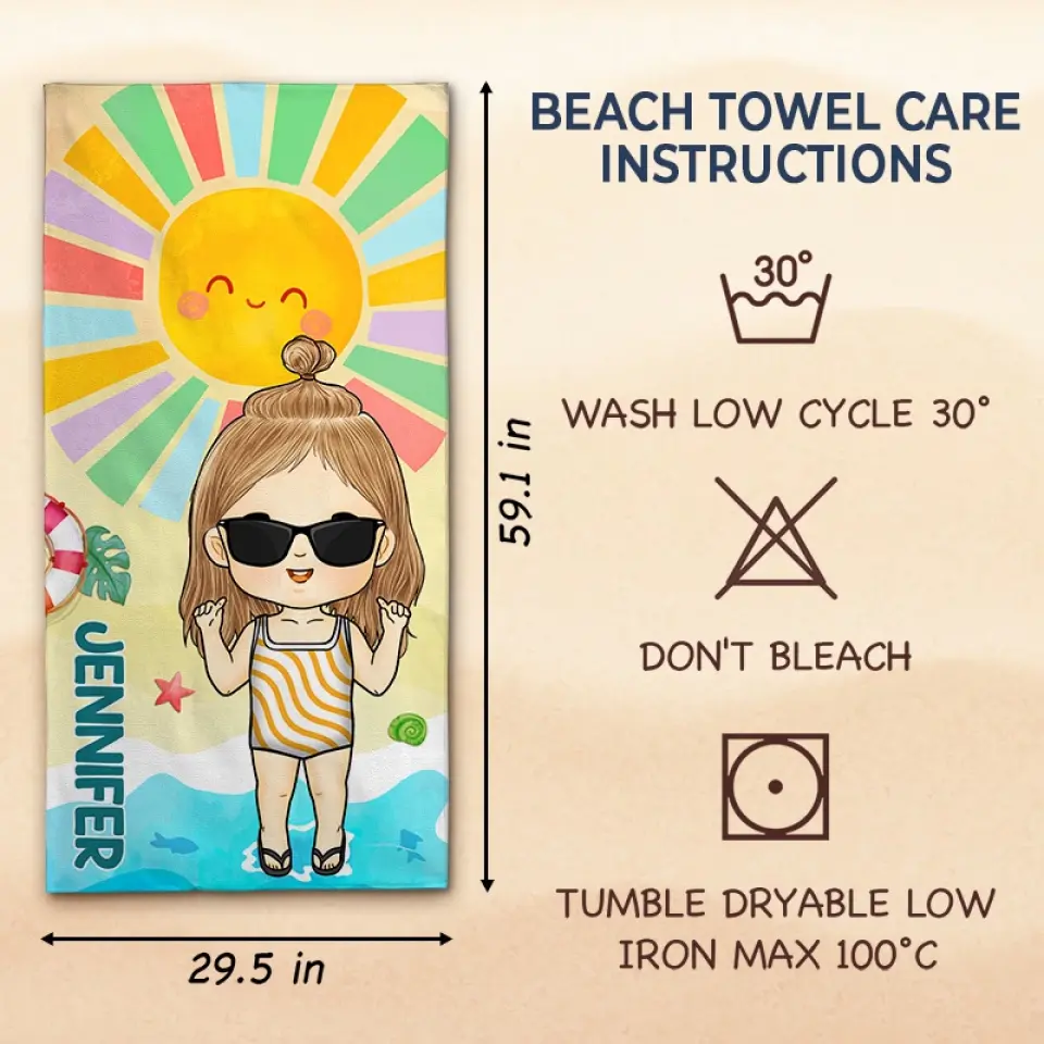Smell The Sea And Feel The Sky - Family Personalized Custom Beach Towel - Summer Vacation Gift, Birthday Pool Party Gift For Family Members - Image 6