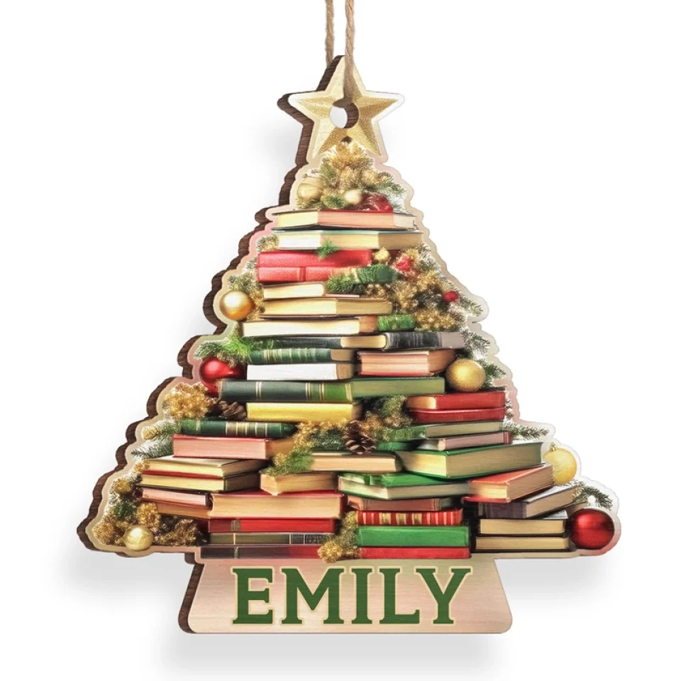 Snow Is Falling Books Are Calling - Personalized Custom Ornament - Wood Custom Shaped - Christmas Gift For Book Lovers - Image 2