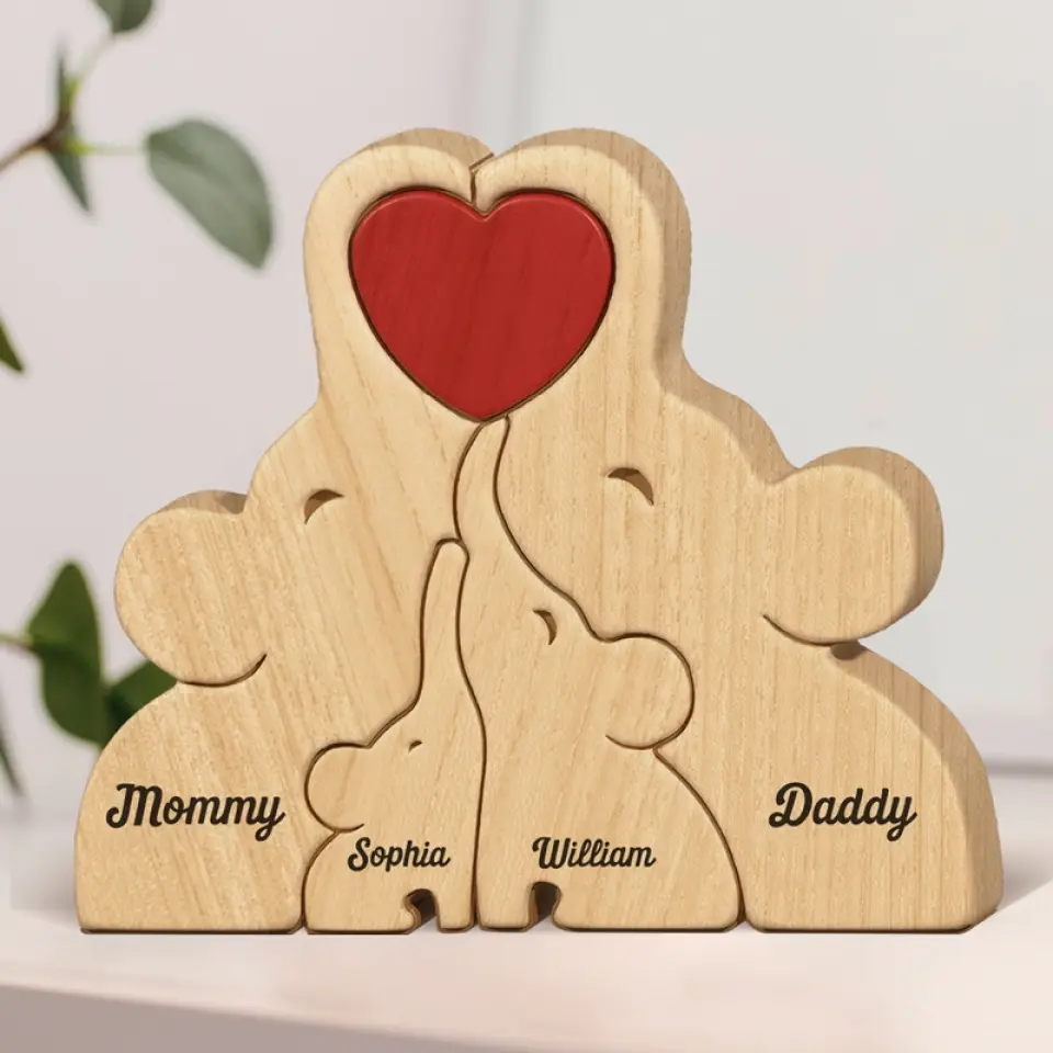 Some People Are Worth Melting For - Family Personalized Custom Elephant Shaped Wooden Art Puzzle - Wooden Pet Carvings, Wood Sculpture Table Ornaments, Carved Wood Decor - Gift For Family Members - Image 3