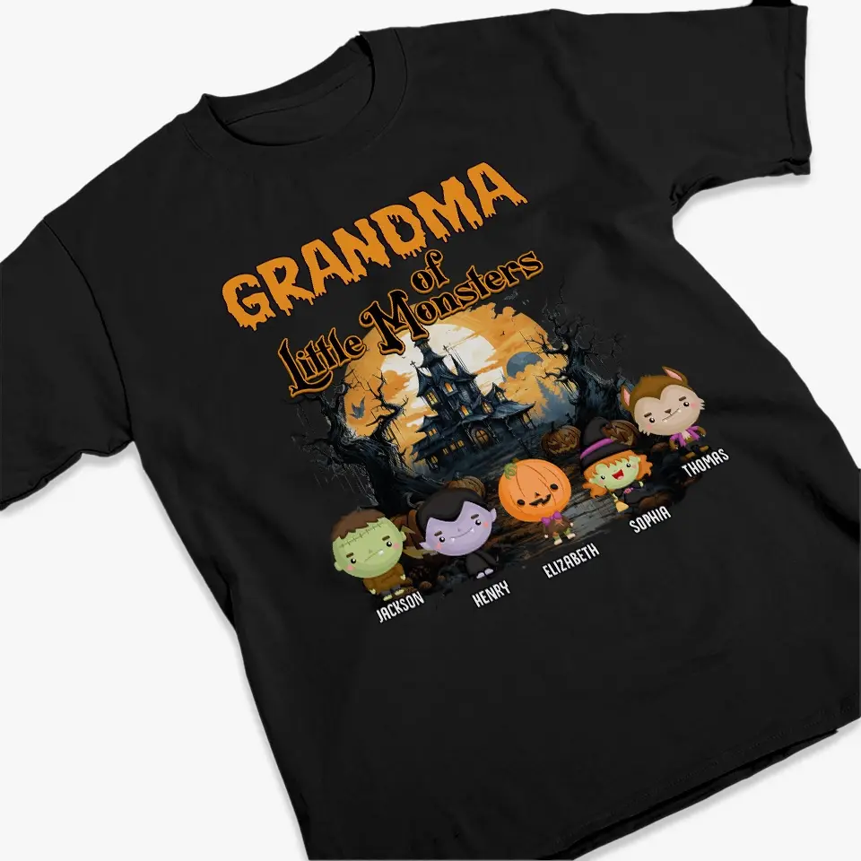 Spooky Fun For The Best Grandma - Family Personalized Custom Unisex T-shirt, Hoodie, Sweatshirt - Halloween Gift For Mom, Grandma - Image 3