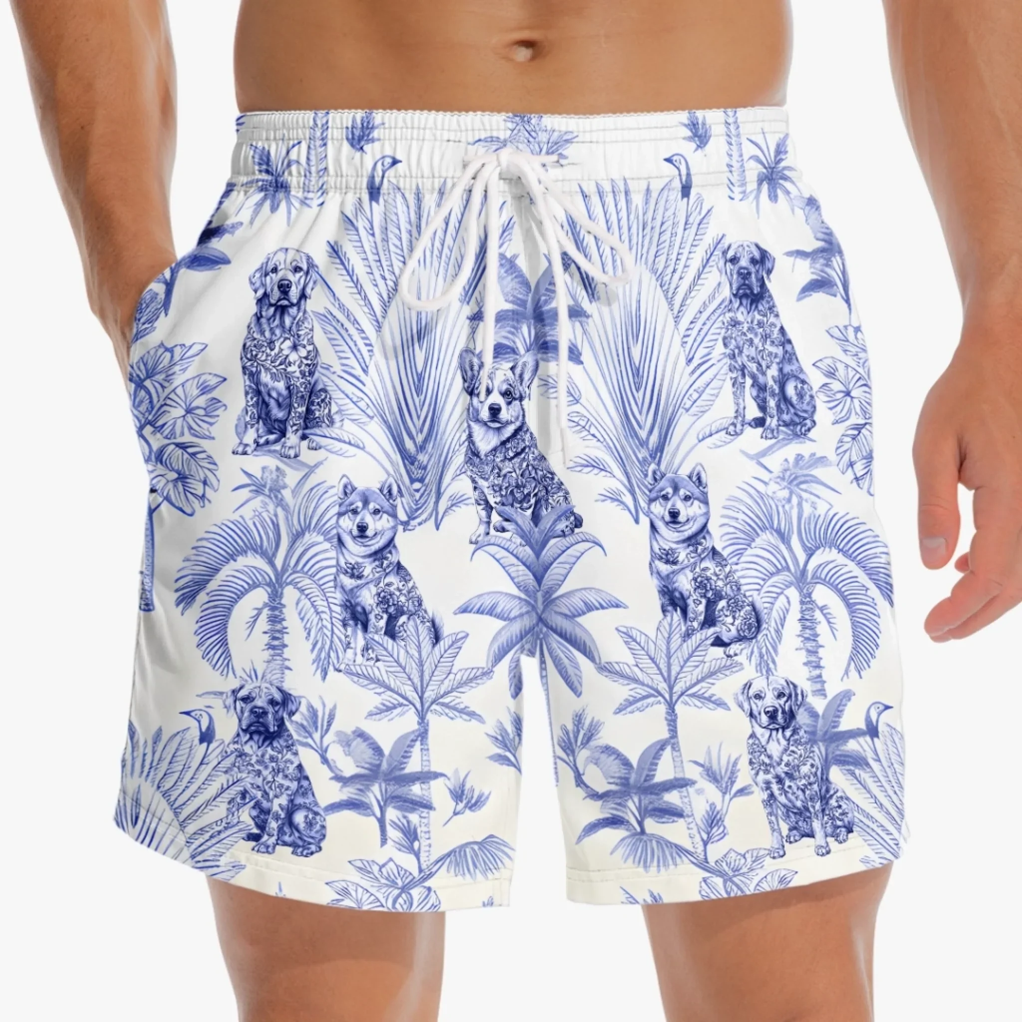 Stay Pawsitive, Stay Tropical - Dog Personalized Custom Tropical Hawaiian Aloha Men Beach Shorts - Summer Vacation Gift For Pet Owners, Pet Lovers
