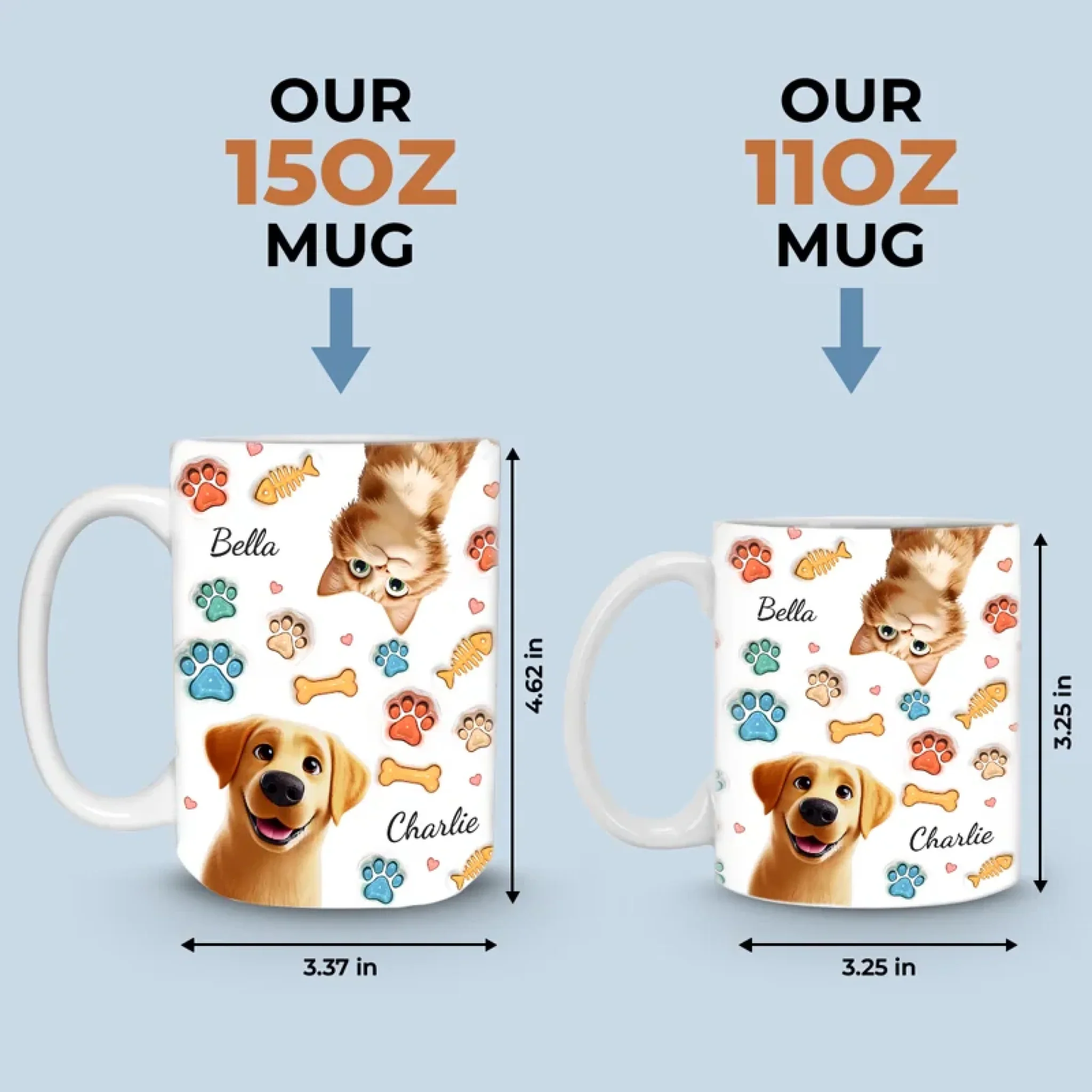 Stay Pawsitive, Wag More, Bark Less - Dog & Cat Personalized Custom 3D Inflated Effect Printed Mug - Gift For Pet Owners, Pet Lovers - Image 6