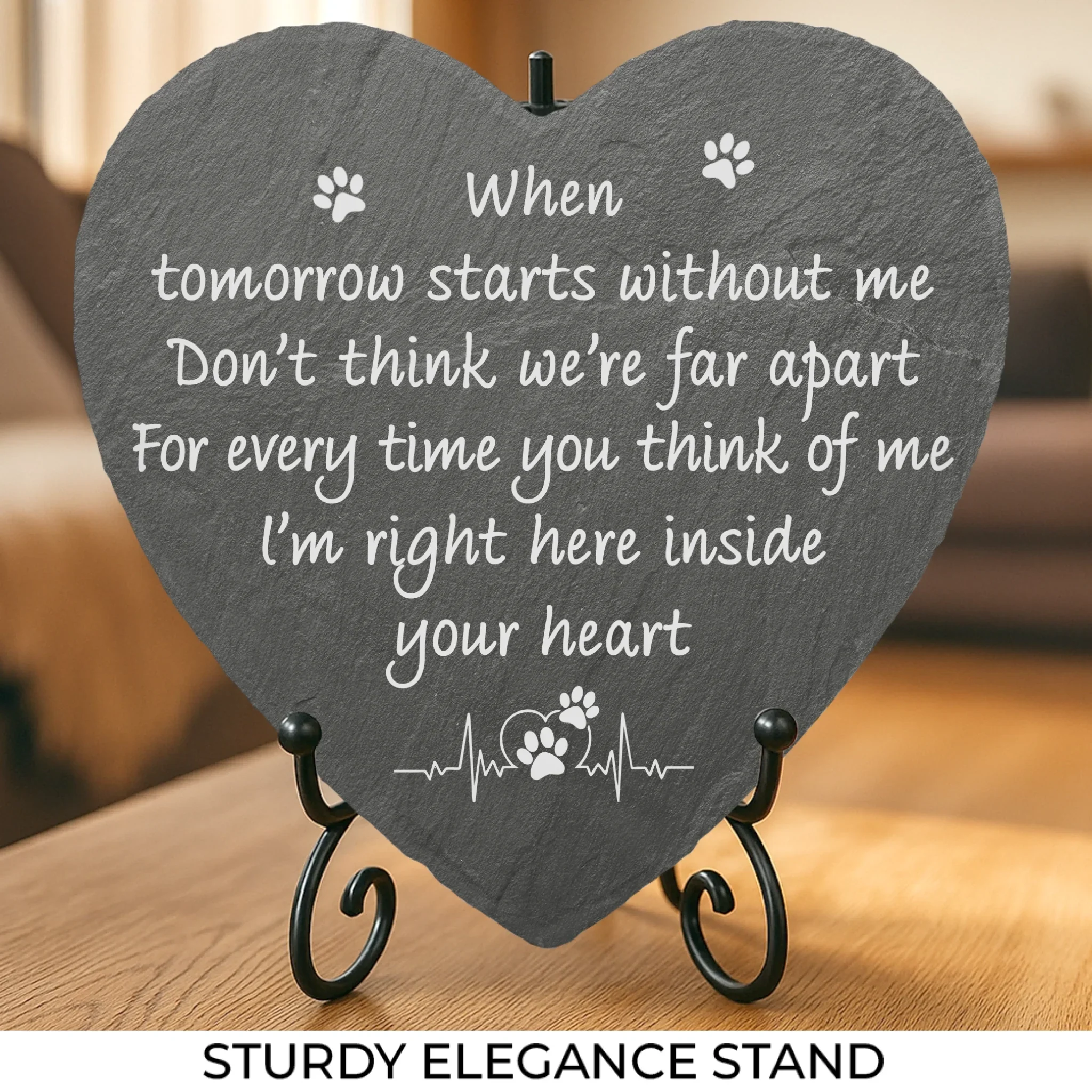 Still Loving You In Silence - Memorial Heart Shaped Stone With Stand - Sympathy Gift For Pet Owners, Pet Lovers - Image 2