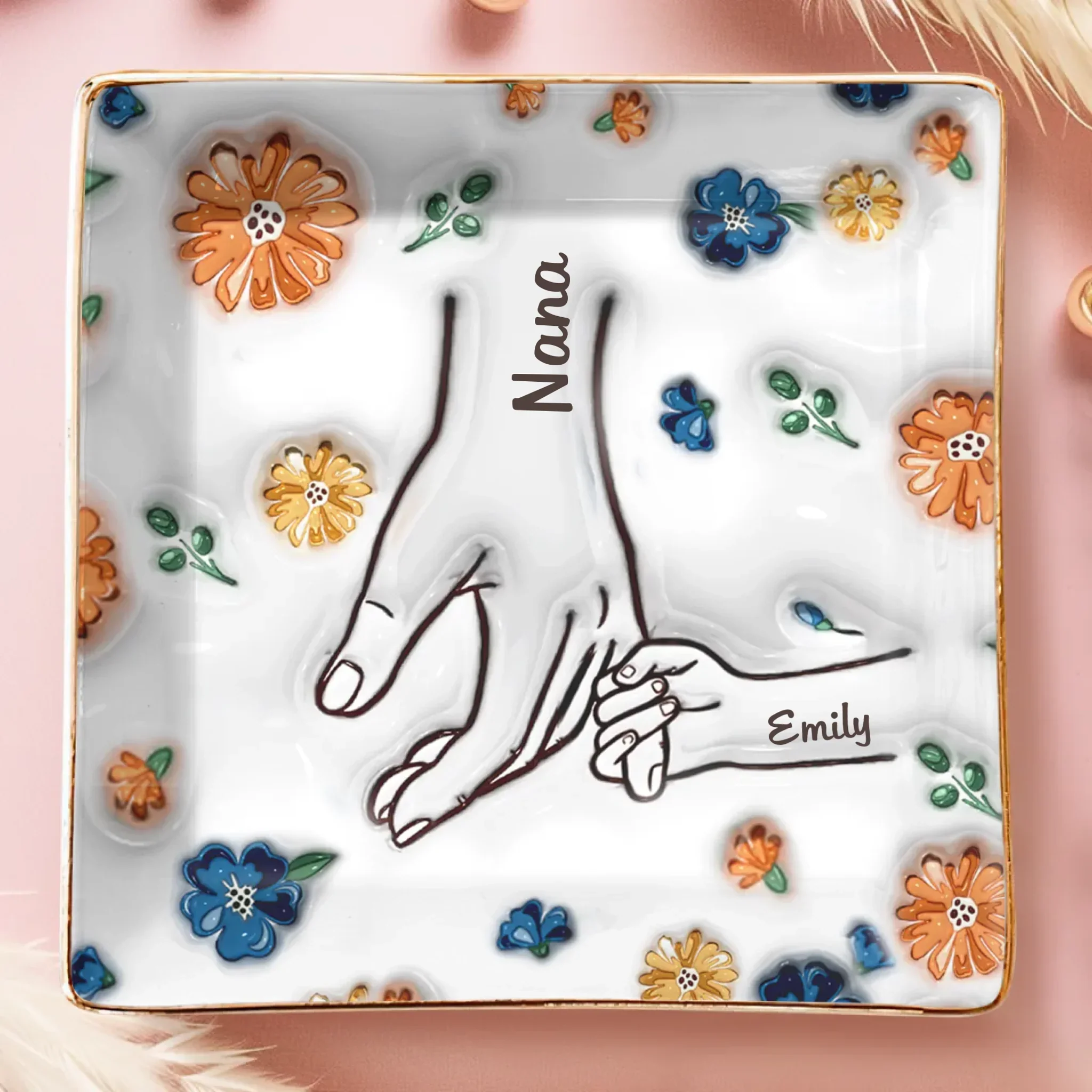 Stronger Together, Forever - Family Personalized Custom 3D Inflated Effect Printed Full-Print Jewelry Dish - Mother's Day, Gift For Mom, Grandma - Image 2
