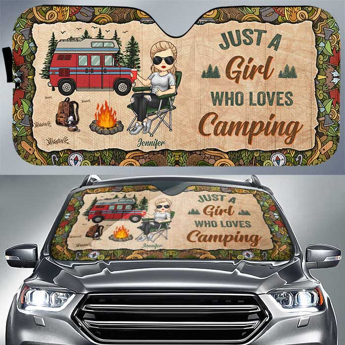 Super Sexy Camping Lady - Personalized Auto Sunshade - Gift For Bestie - Image 2