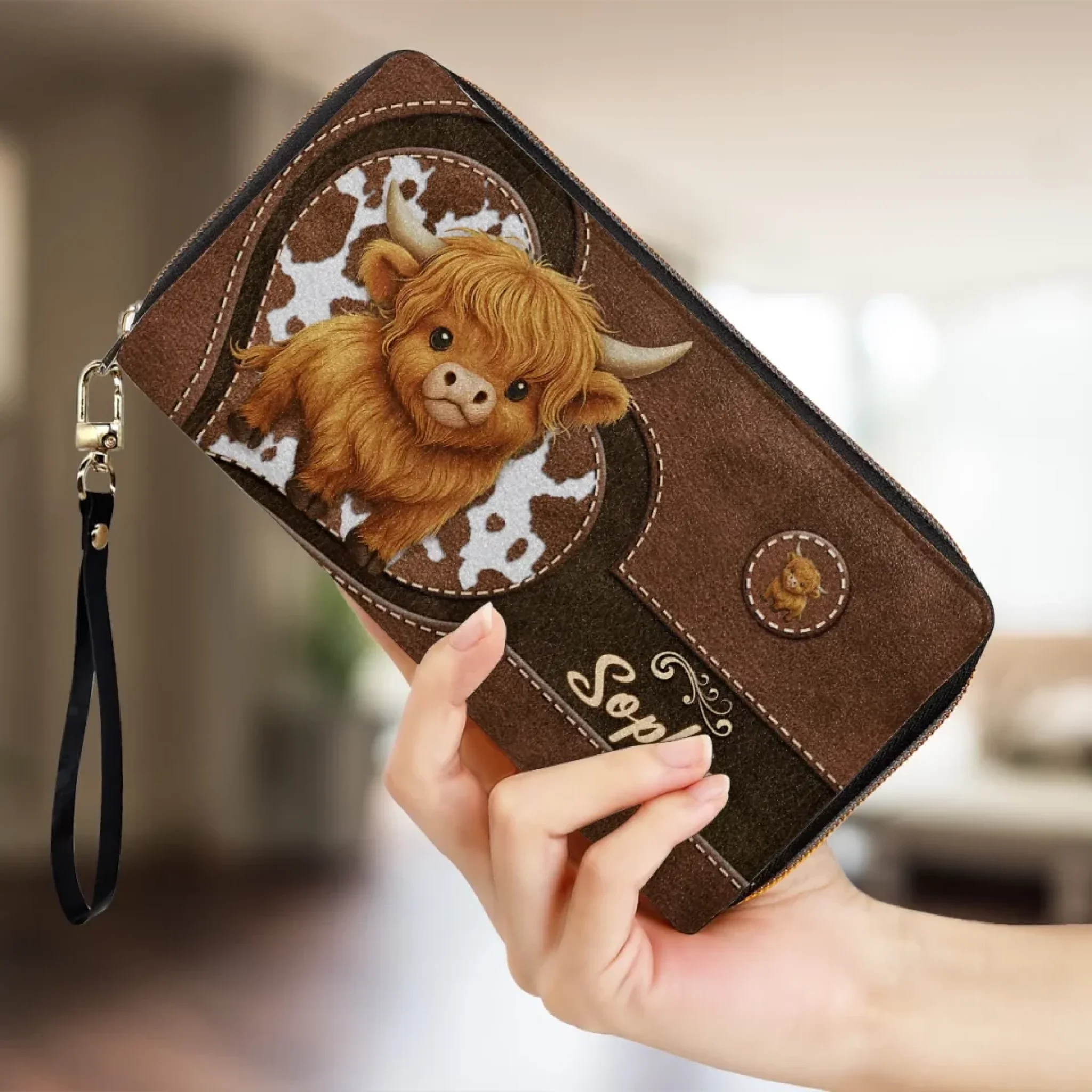 Sweet As A Calf, Strong As A Mom - Family Personalized Custom Leather Long Wallet - Mother's Day, Gift For Mom, Grandma - Image 4