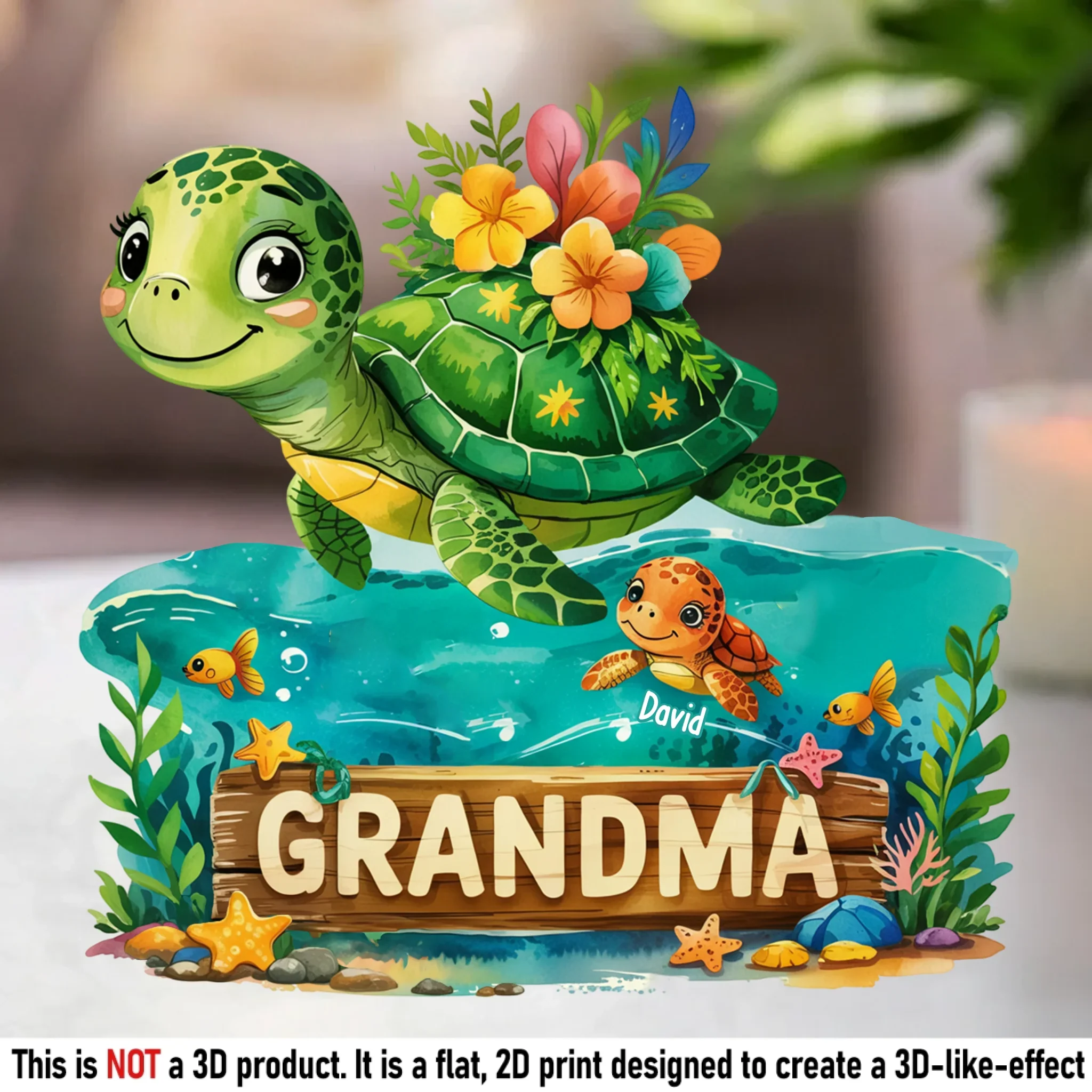 Swimming Through Life With Grandma’s Love - Family Personalized Custom Acrylic Plaque Custom Shape - Mother's Day, Gift For Mom, Grandma - Image 2