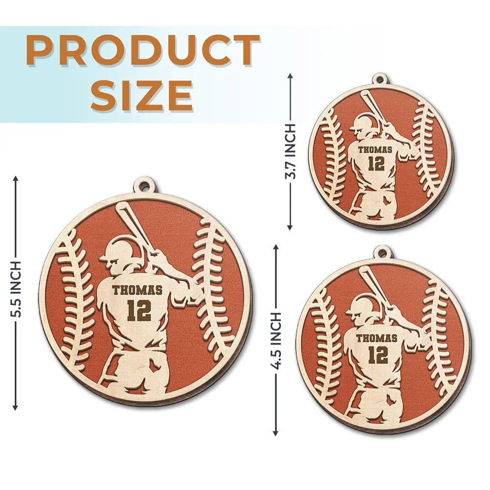 Swinging For The Fences - Personalized Custom Ornament - Wood Custom Shaped - Christmas Gift For Sport Lovers, Sport Players - Image 6