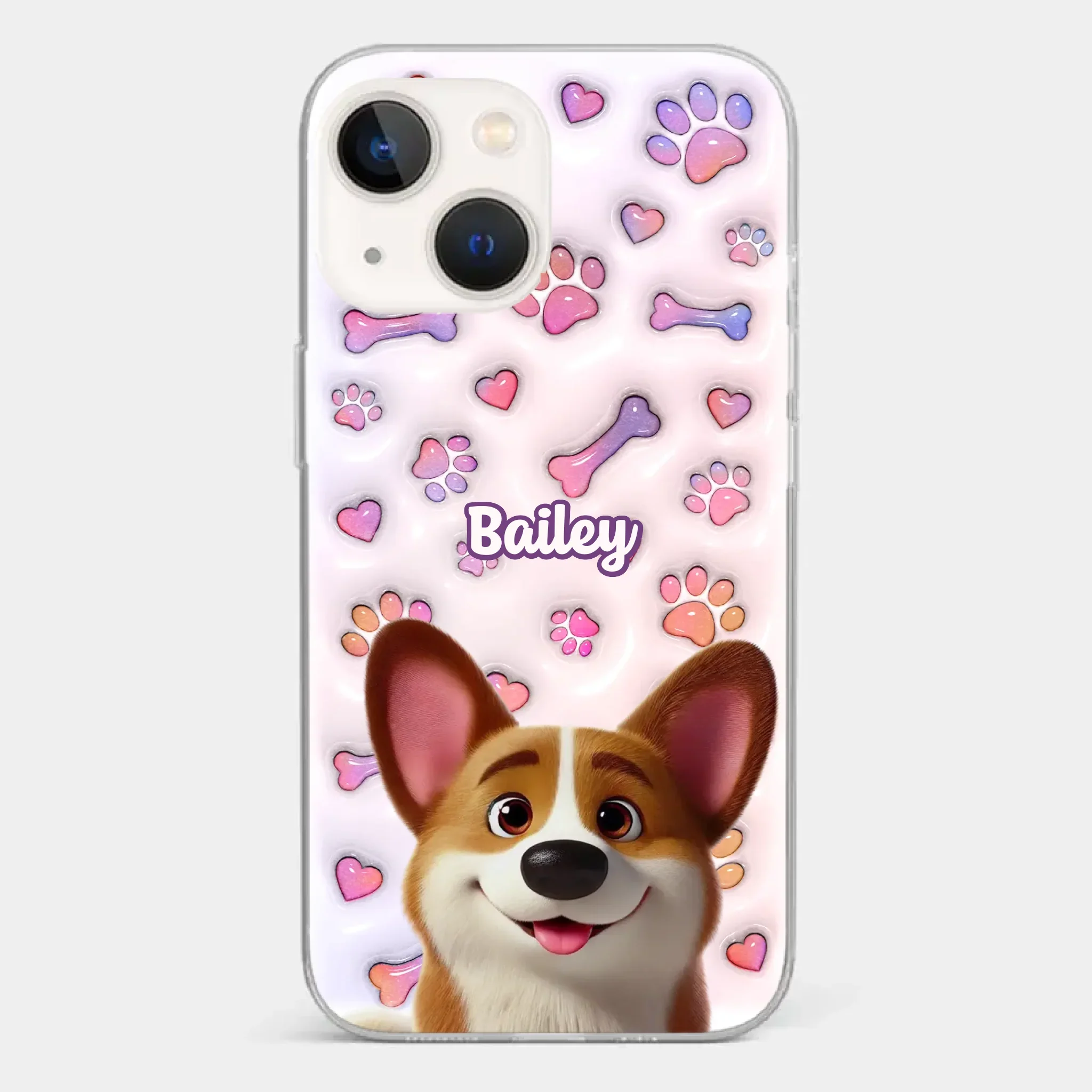 Tail Wagging Happiness - Dog Personalized Custom 3D Inflated Effect Printed Clear Phone Case - Gift For Pet Owners, Pet Lovers - Image 13