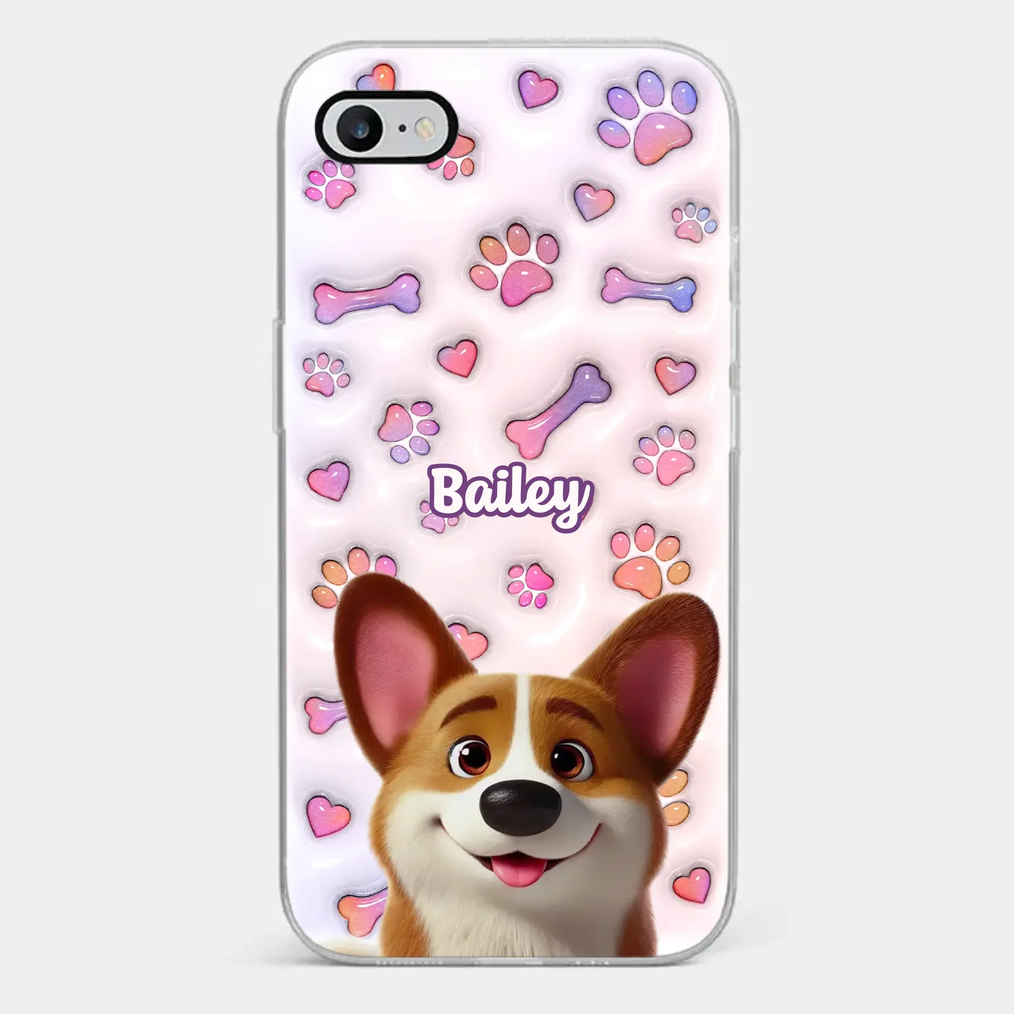 Tail Wagging Happiness - Dog Personalized Custom 3D Inflated Effect Printed Clear Phone Case - Gift For Pet Owners, Pet Lovers - Image 2