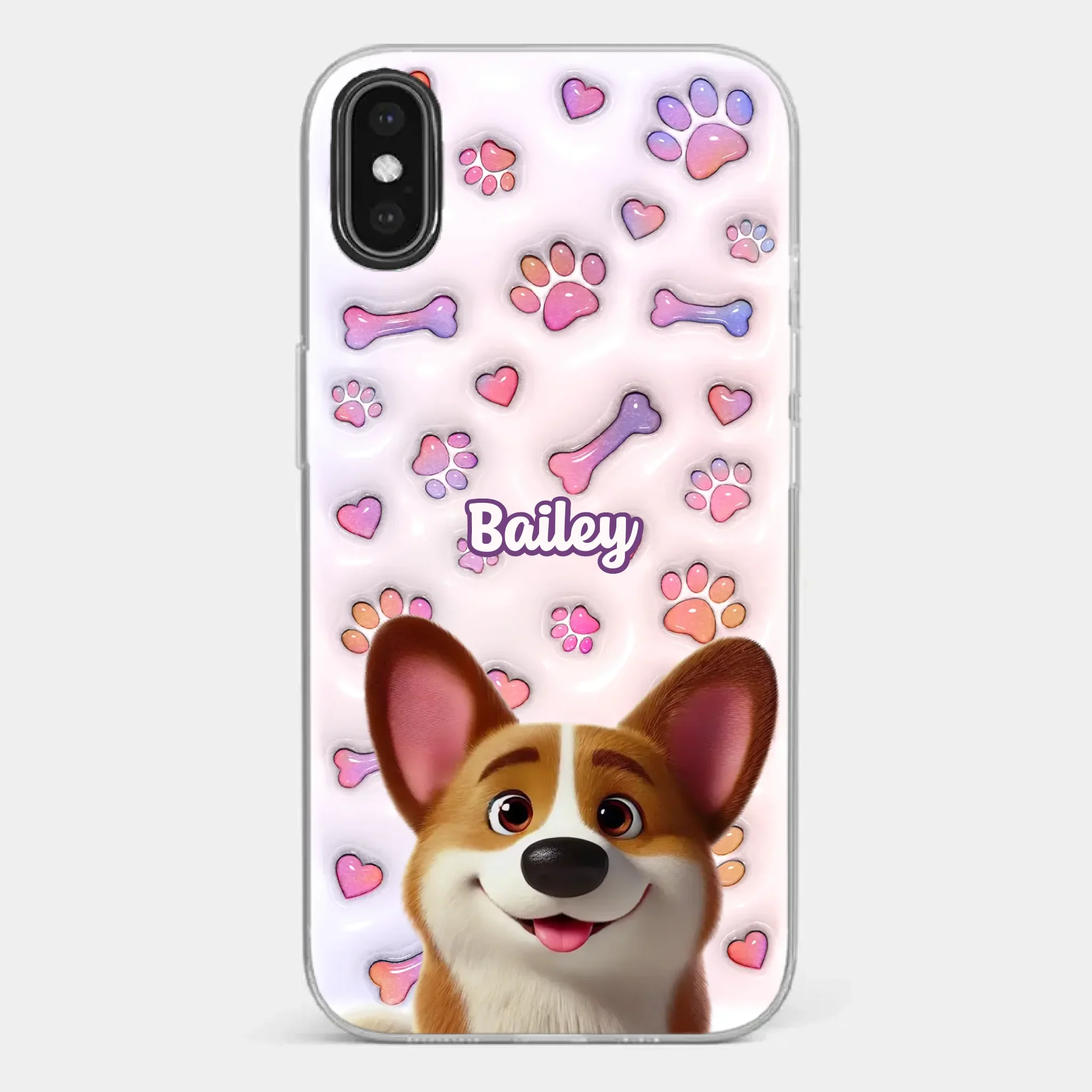 Tail Wagging Happiness - Dog Personalized Custom 3D Inflated Effect Printed Clear Phone Case - Gift For Pet Owners, Pet Lovers - Image 27
