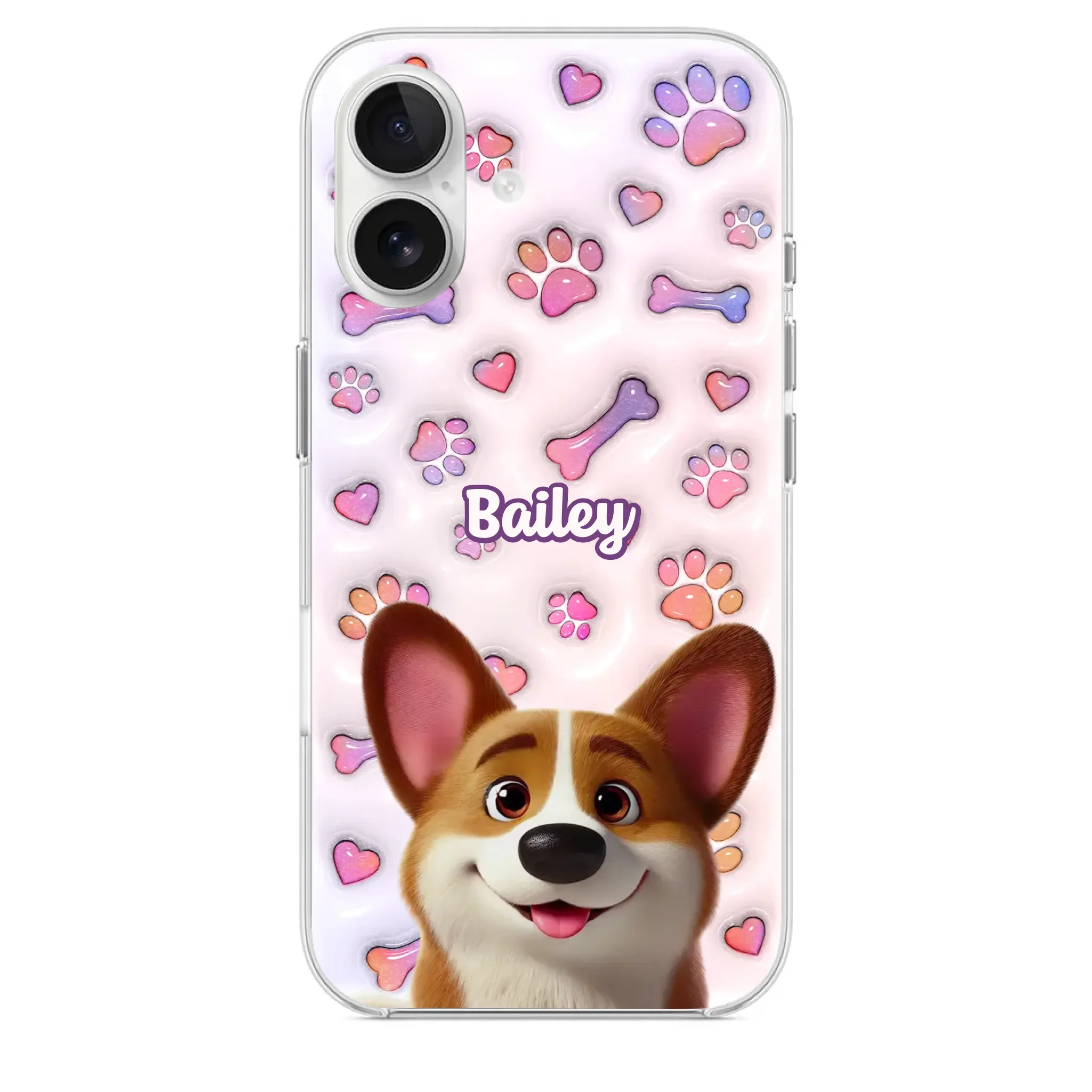 Tail Wagging Happiness - Dog Personalized Custom 3D Inflated Effect Printed Clear Phone Case - Gift For Pet Owners, Pet Lovers - Image 28