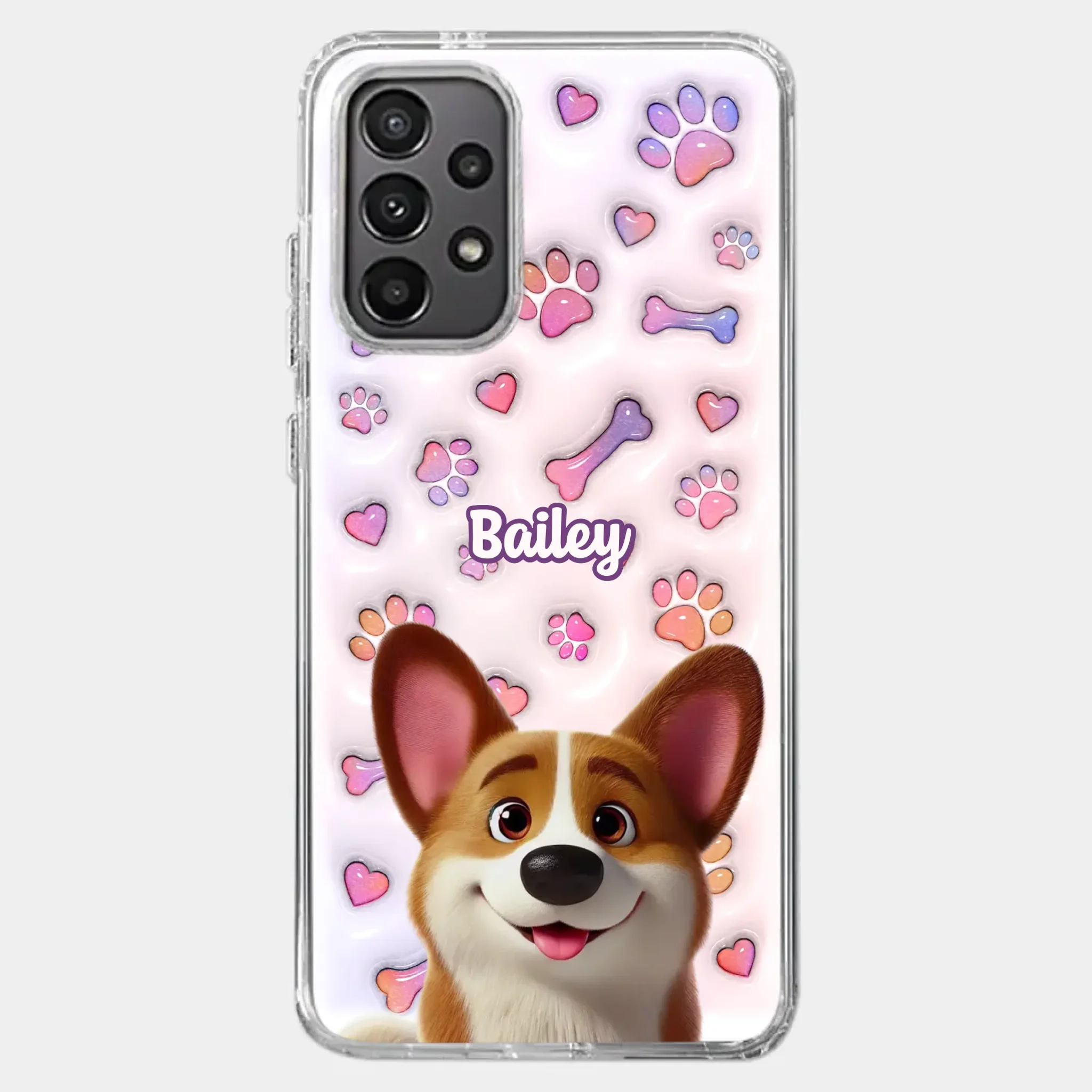 Tail Wagging Happiness - Dog Personalized Custom 3D Inflated Effect Printed Clear Phone Case - Gift For Pet Owners, Pet Lovers - Image 36