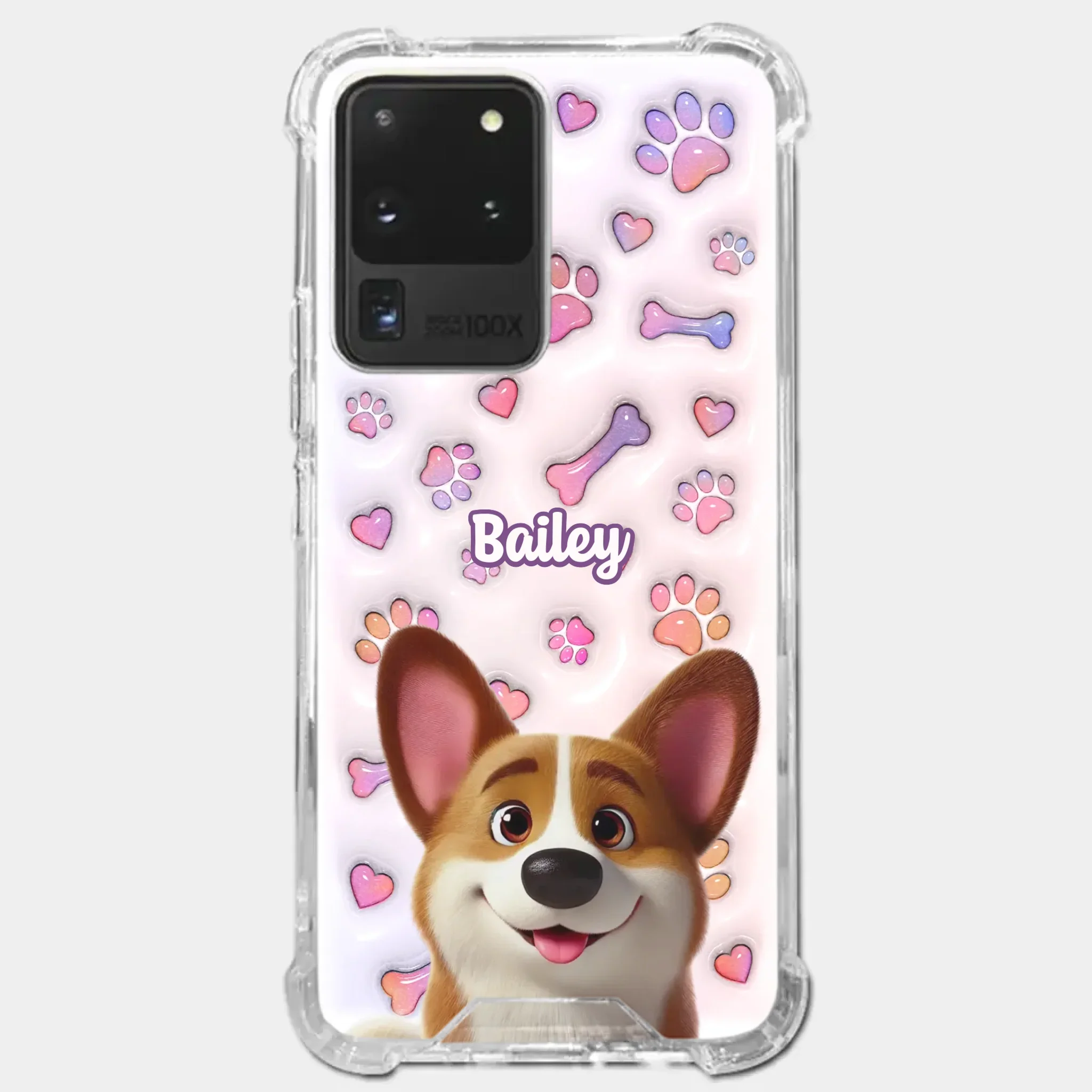 Tail Wagging Happiness - Dog Personalized Custom 3D Inflated Effect Printed Clear Phone Case - Gift For Pet Owners, Pet Lovers - Image 38