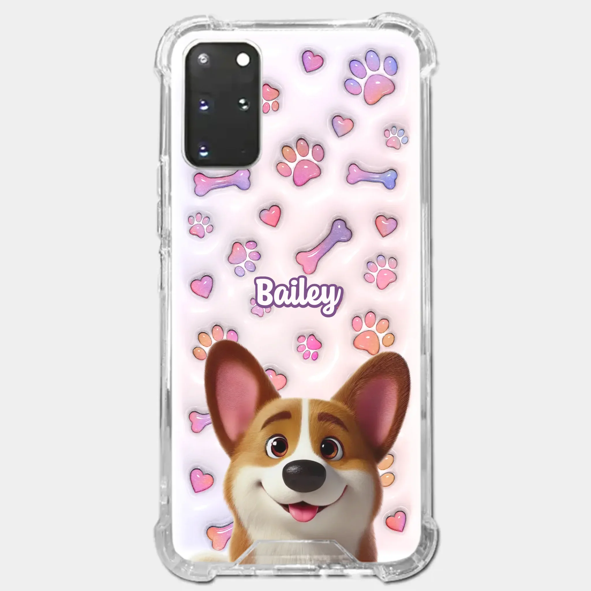 Tail Wagging Happiness - Dog Personalized Custom 3D Inflated Effect Printed Clear Phone Case - Gift For Pet Owners, Pet Lovers - Image 39