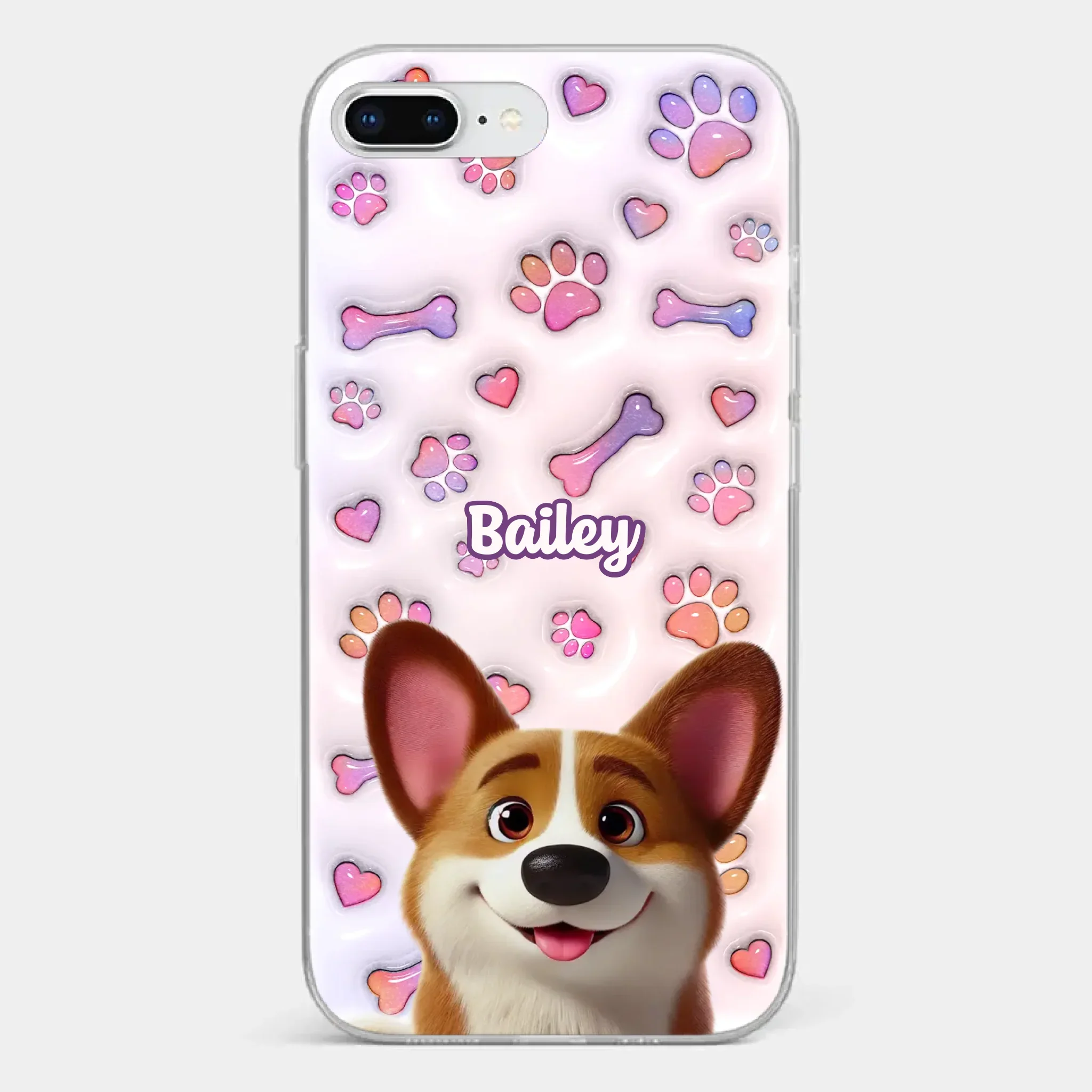 Tail Wagging Happiness - Dog Personalized Custom 3D Inflated Effect Printed Clear Phone Case - Gift For Pet Owners, Pet Lovers - Image 4