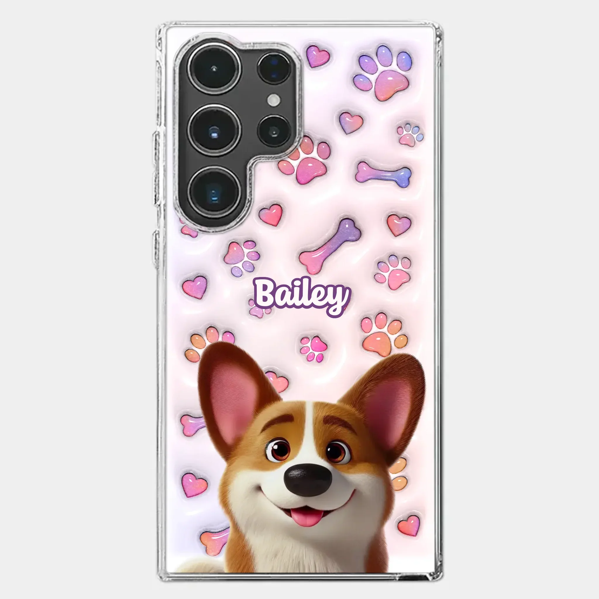 Tail Wagging Happiness - Dog Personalized Custom 3D Inflated Effect Printed Clear Phone Case - Gift For Pet Owners, Pet Lovers - Image 41