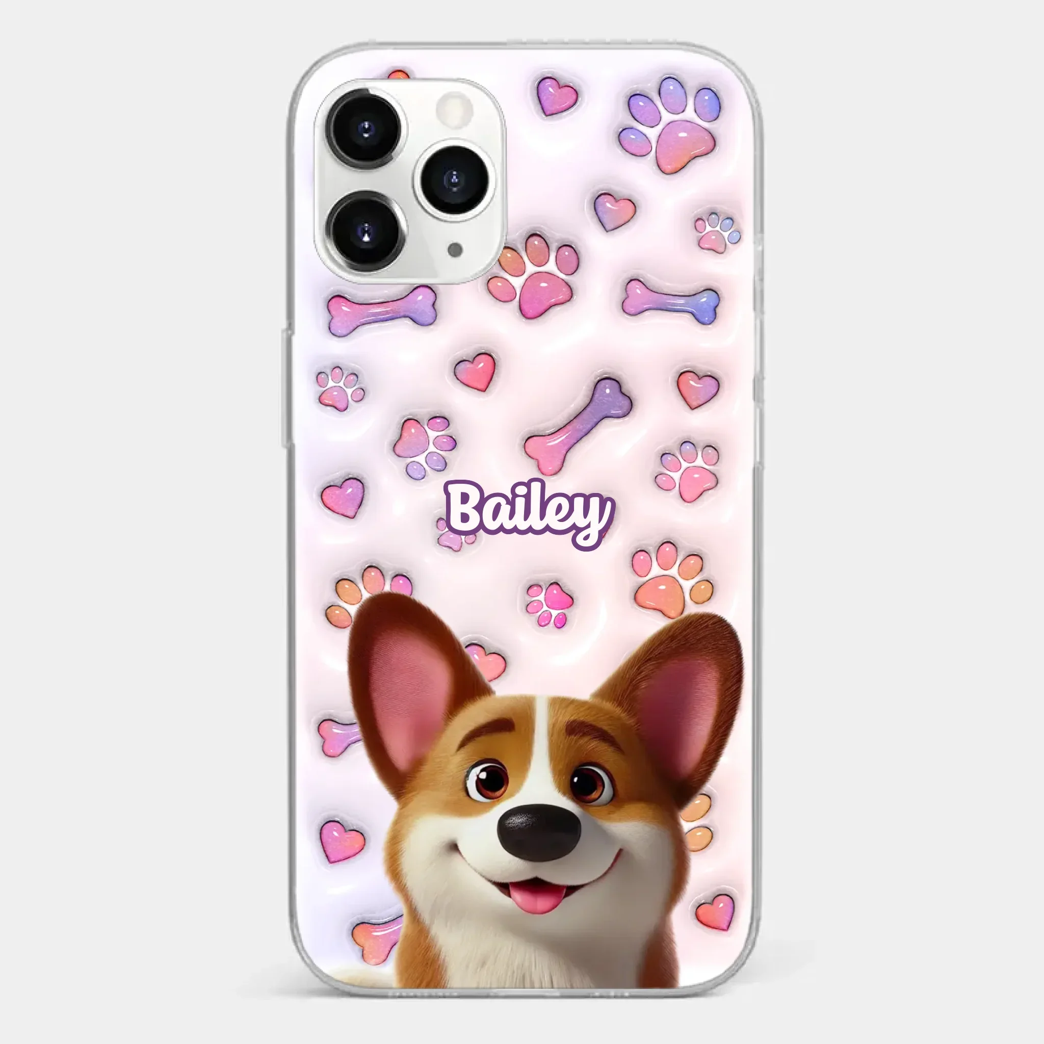 Tail Wagging Happiness - Dog Personalized Custom 3D Inflated Effect Printed Clear Phone Case - Gift For Pet Owners, Pet Lovers - Image 8