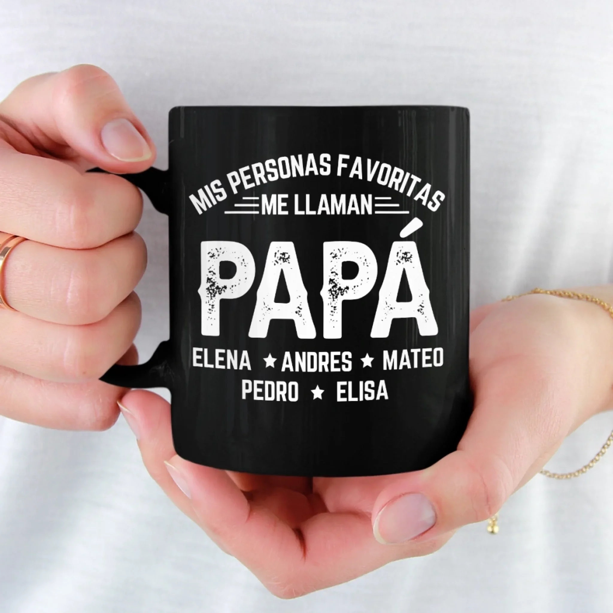 Taza Negra Personalizada - Regalos De Cumpleaños Personalizados Para Papá, Abuelo - Mis Personas Favoritas Me Llaman Abuelo - Image 3