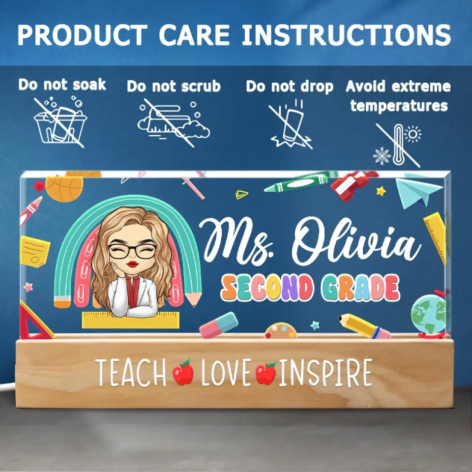 Teach Love Inspire - Teacher Personalized Custom Acrylic Letters 3D LED Night Light - Gift For Teacher - Image 5